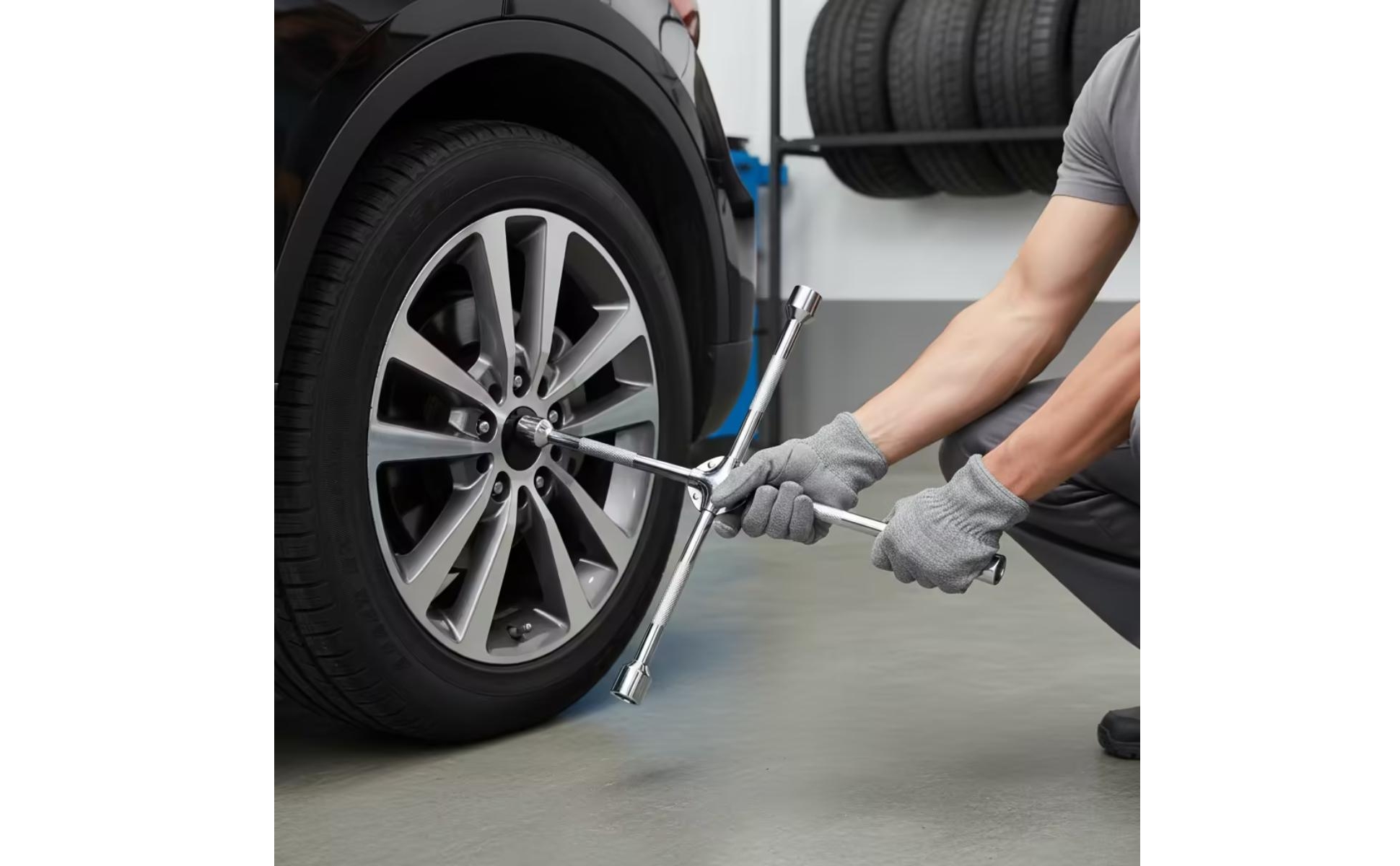 Cross-Shaped Socket Wrench with Clip Chrome-Plated for Motorists, Mechanics