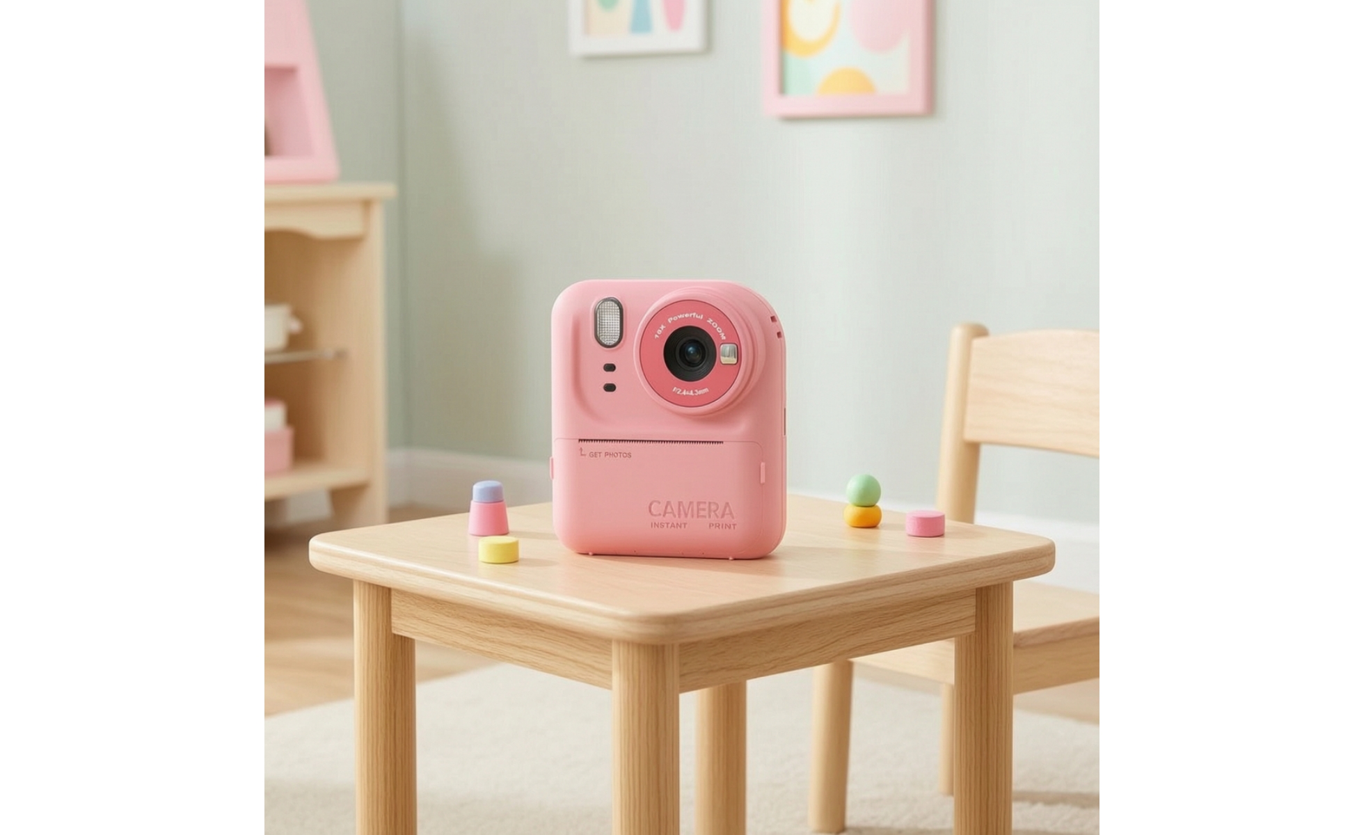 Instant Print Camera Mini Instant Print Toy Camera Rechargeable for Travel, Kids