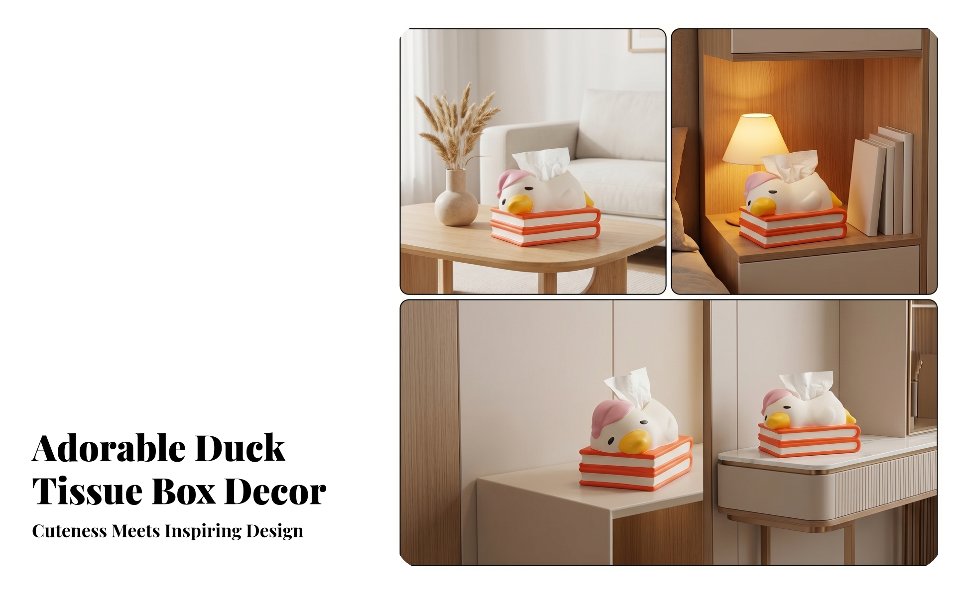 Duck Tissue Box Layered Base Duck-Shaped Tissue Holder Rounded Edges for Table