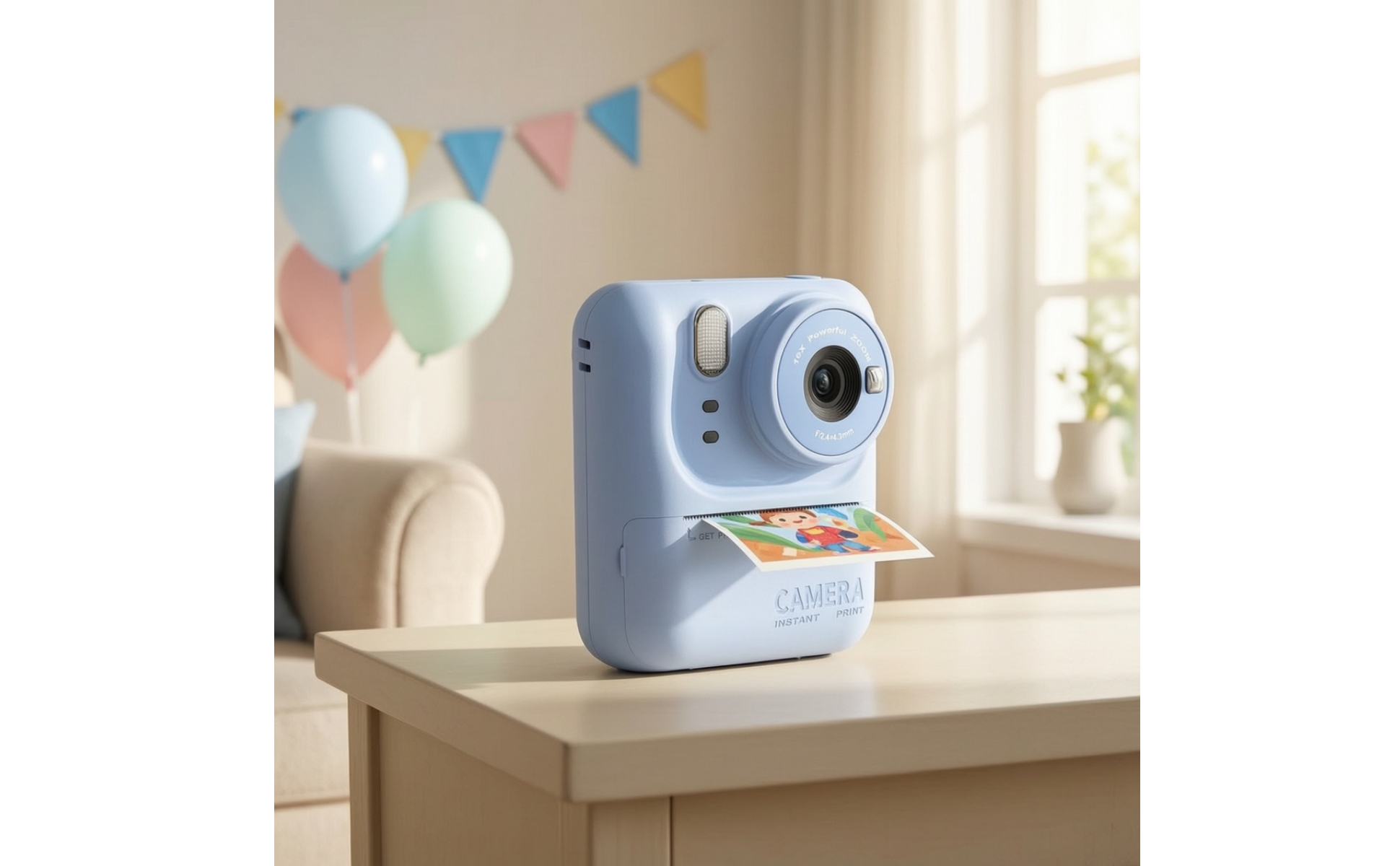 Instant Print Camera Mini Instant Print Toy Camera Rechargeable for Travel, Kids