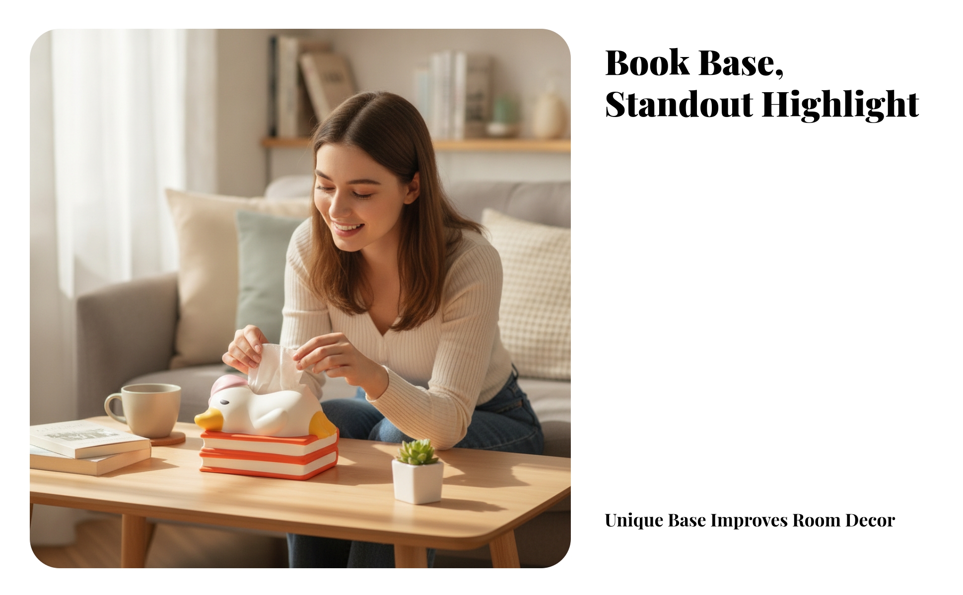 Duck Tissue Box Layered Base Duck-Shaped Tissue Holder Rounded Edges for Table