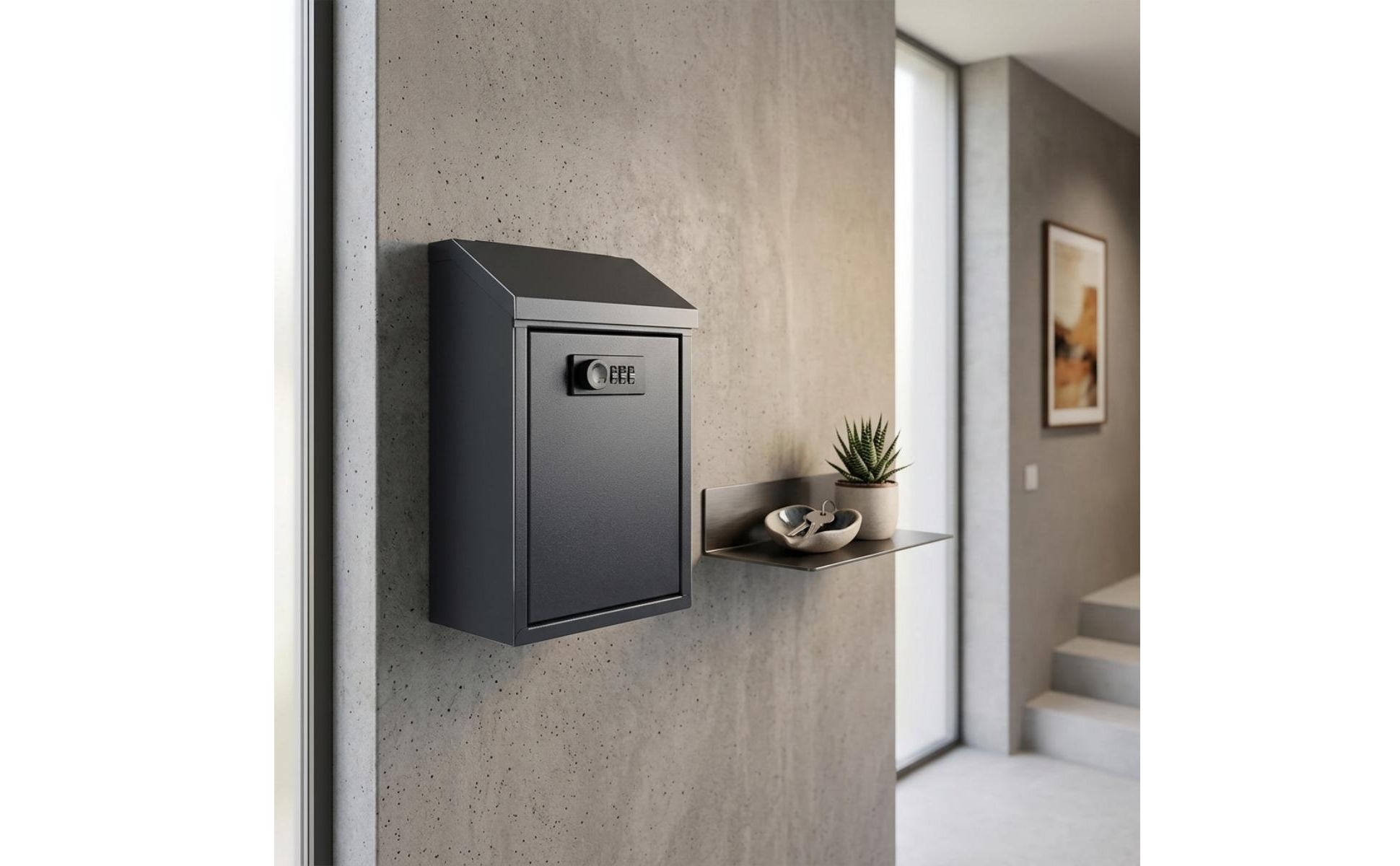 Mailbox with Combination Lock Compact Wall Mailbox Metal for Apartments, Offices
