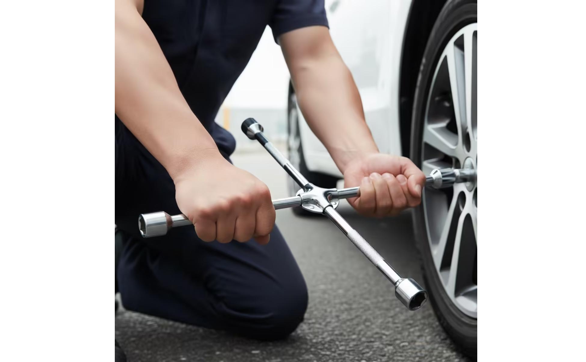 Cross-Shaped Socket Wrench with Clip Chrome-Plated for Motorists, Mechanics