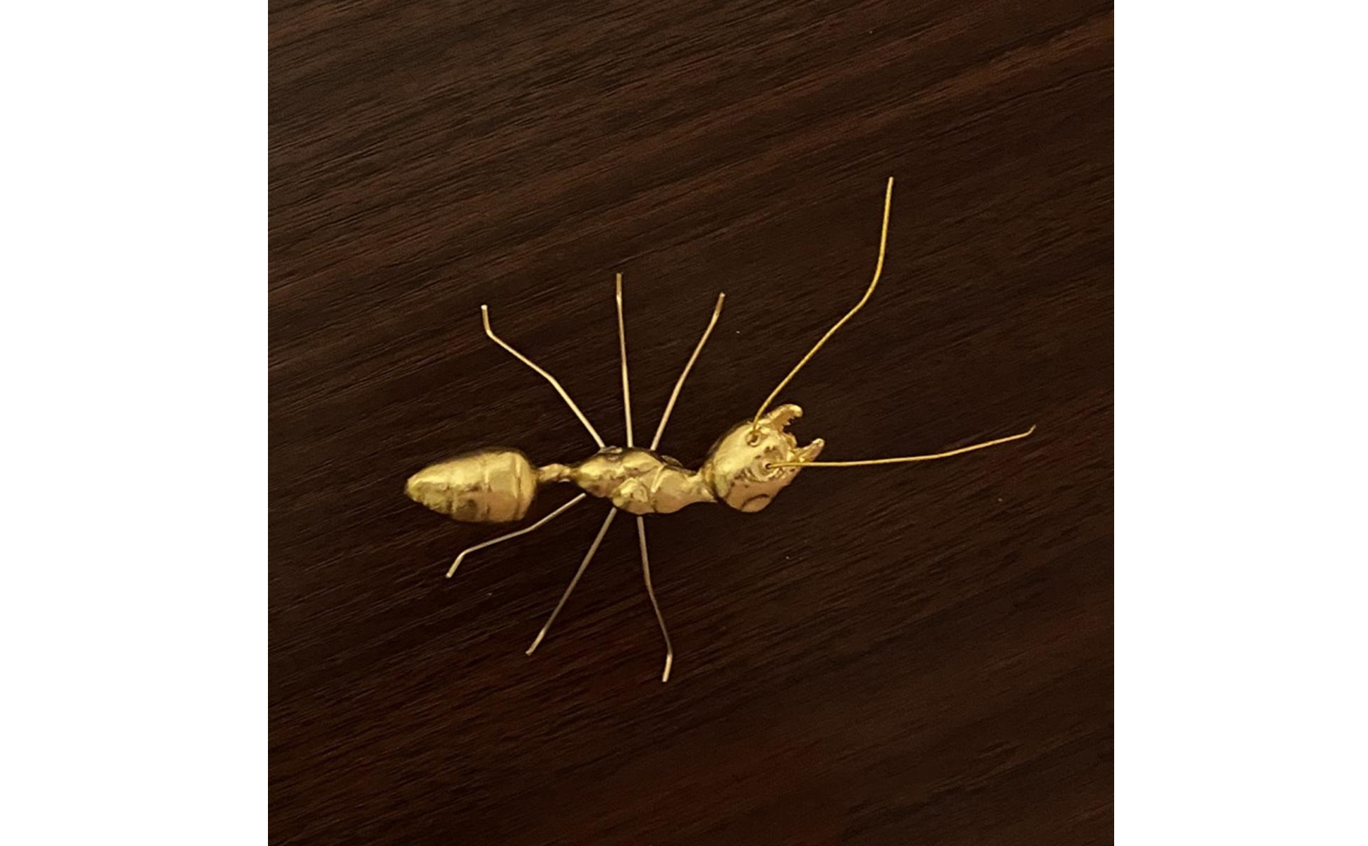 Insektenfigur goldfarben Insekt aus Metall metallisch für Regal, Schreibtisch