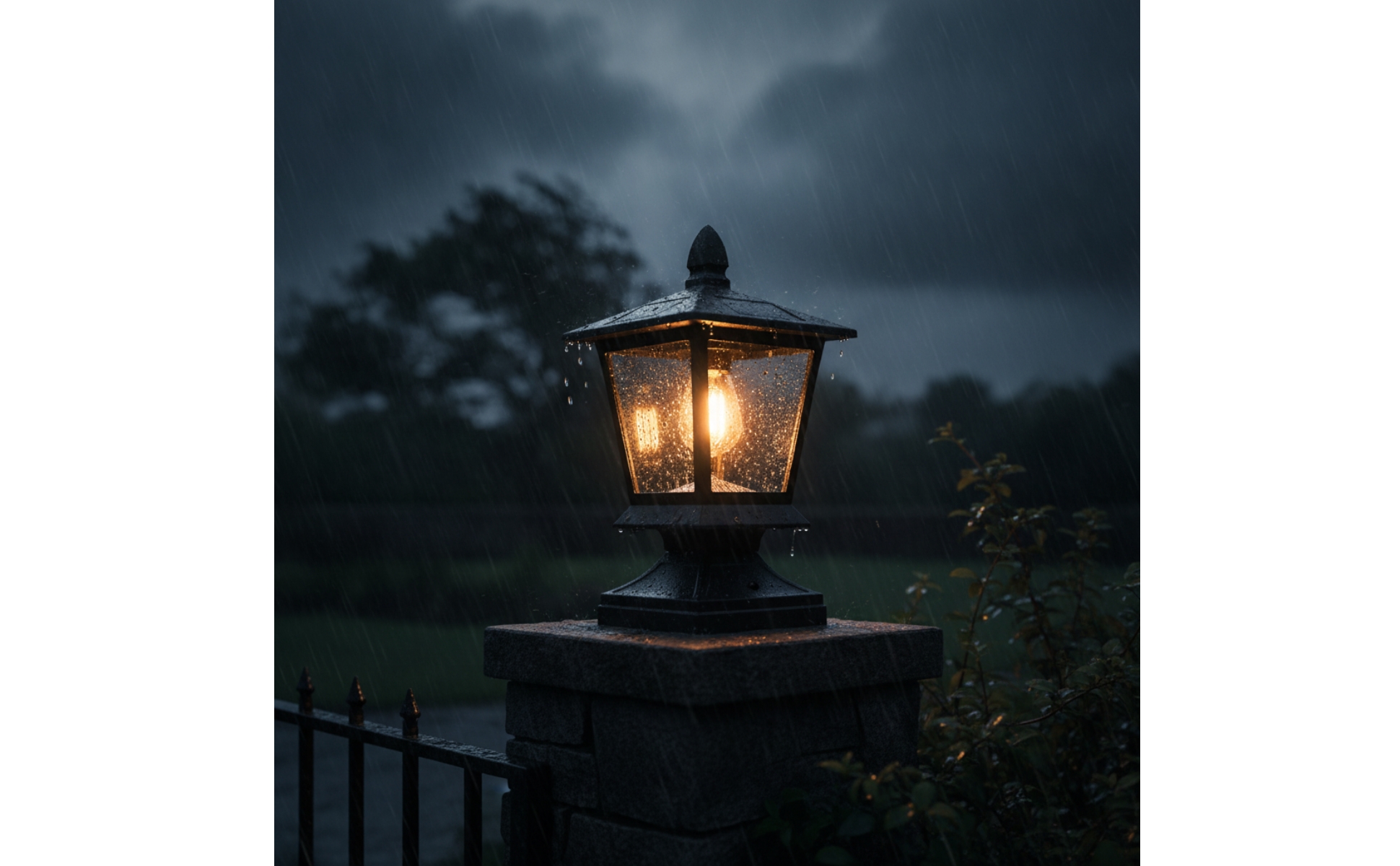 Outdoor Post Light Dusk to Dawn Post-Top Lantern Automatic for Garden, Courtyard