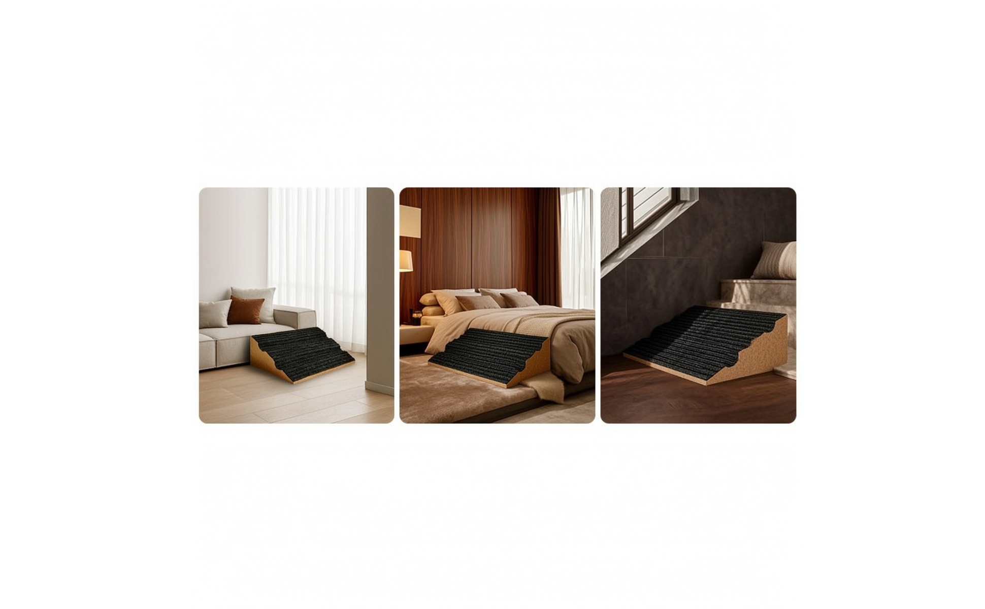 Cork Pet Ramp Anti-Slip Pet Ramp with Grooved Surface Soft for Sofa, Small Dogs