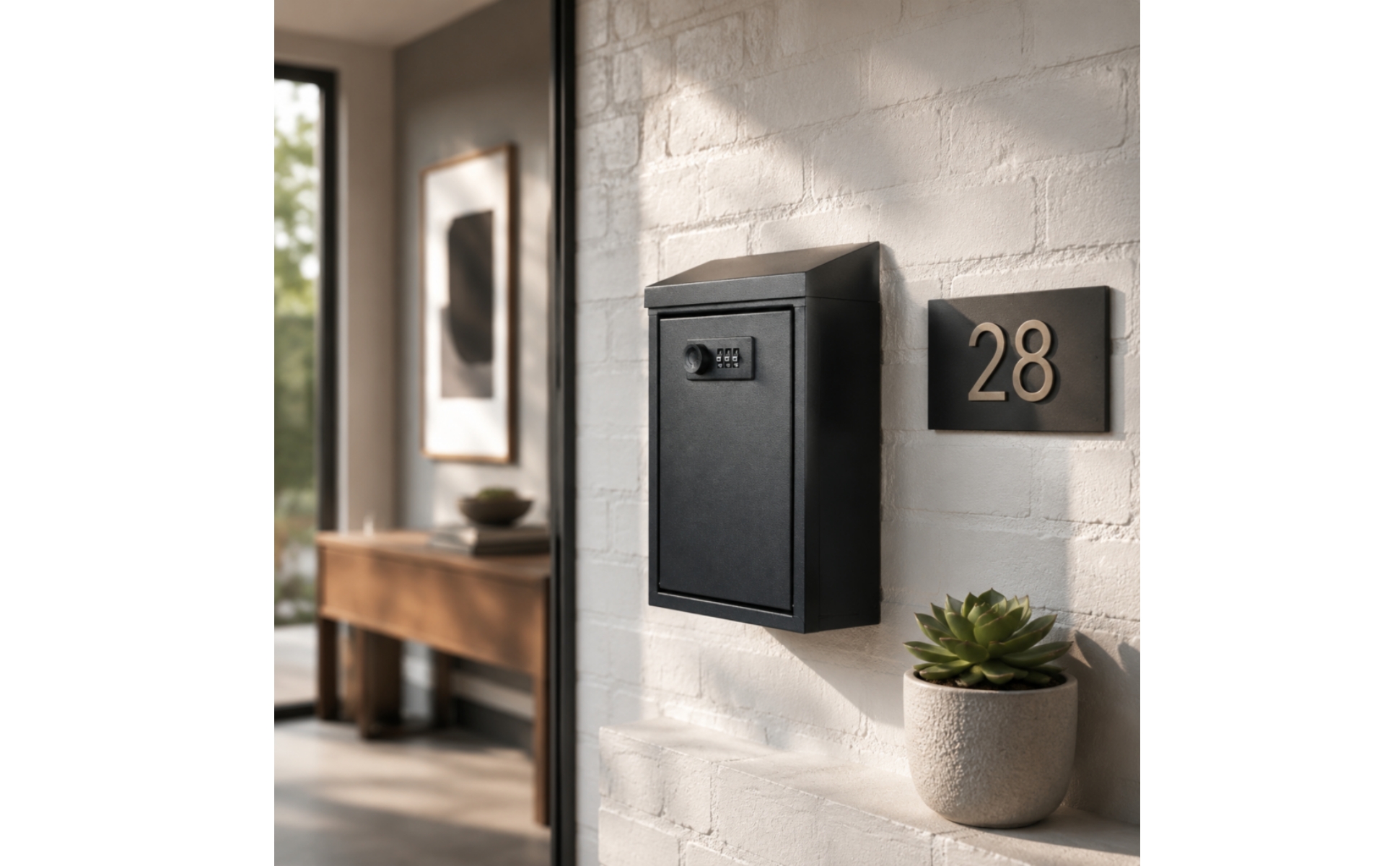 Mailbox with Combination Lock Compact Wall Mailbox Metal for Apartments, Offices