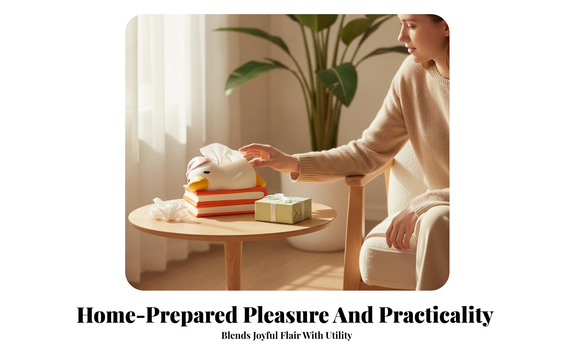 Duck Tissue Box Layered Base Duck-Shaped Tissue Holder Rounded Edges for Table