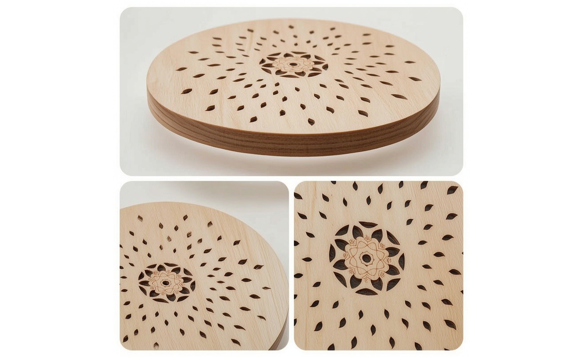 Slit Drum Drum Wooden Drum with Leaf Patterns Cut for Mindful Movement Studio