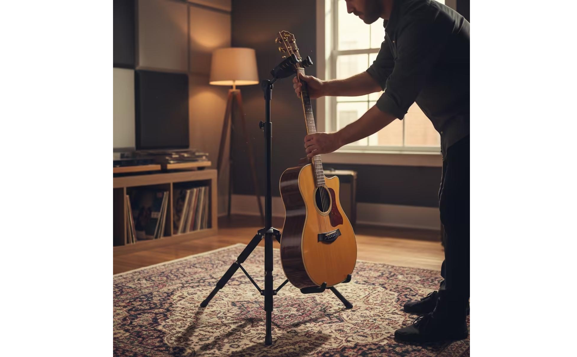 Guitar Stand with Self-Locking Head Secure Guitar Stand Floor-Standing for Stage