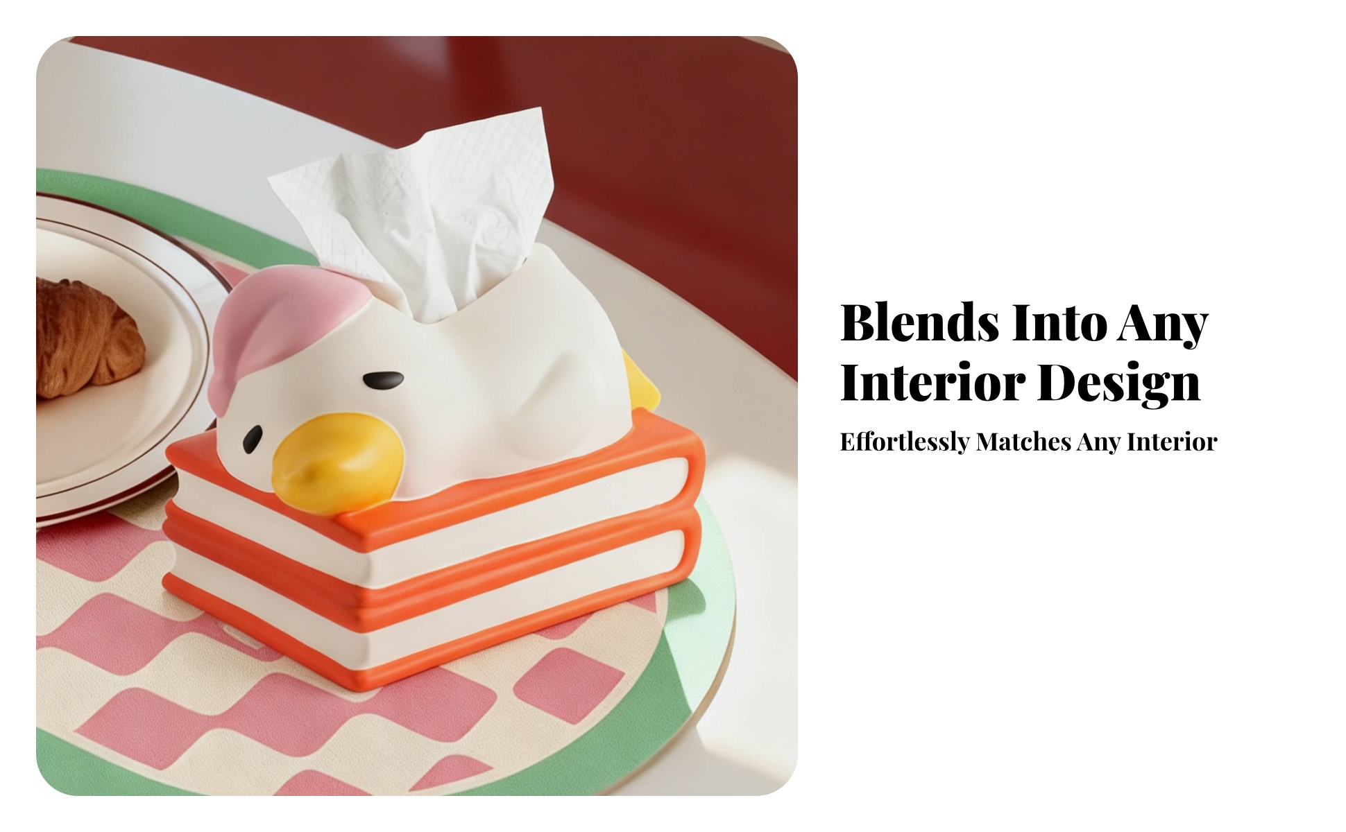 Duck Tissue Box Layered Base Duck-Shaped Tissue Holder Rounded Edges for Table