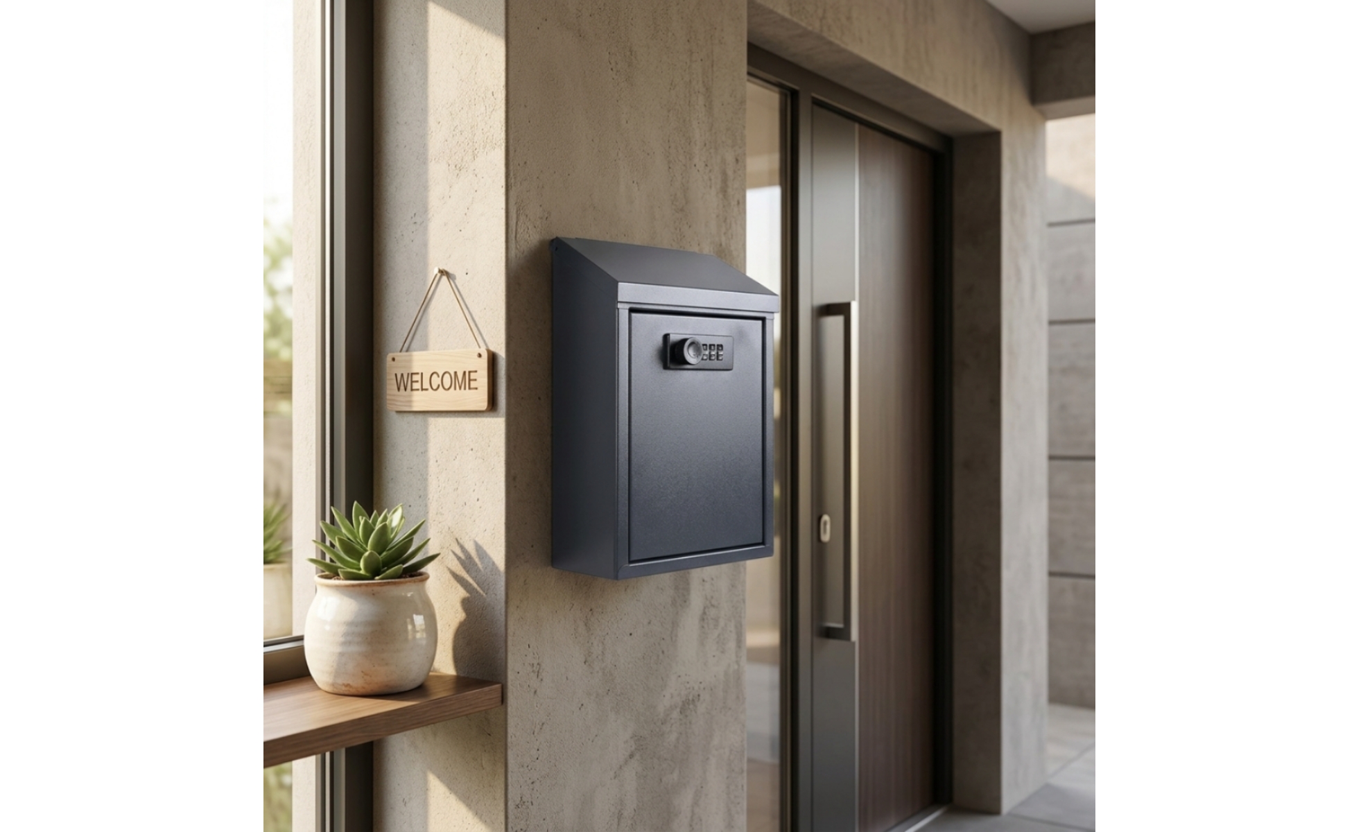 Mailbox with Combination Lock Compact Wall Mailbox Metal for Apartments, Offices