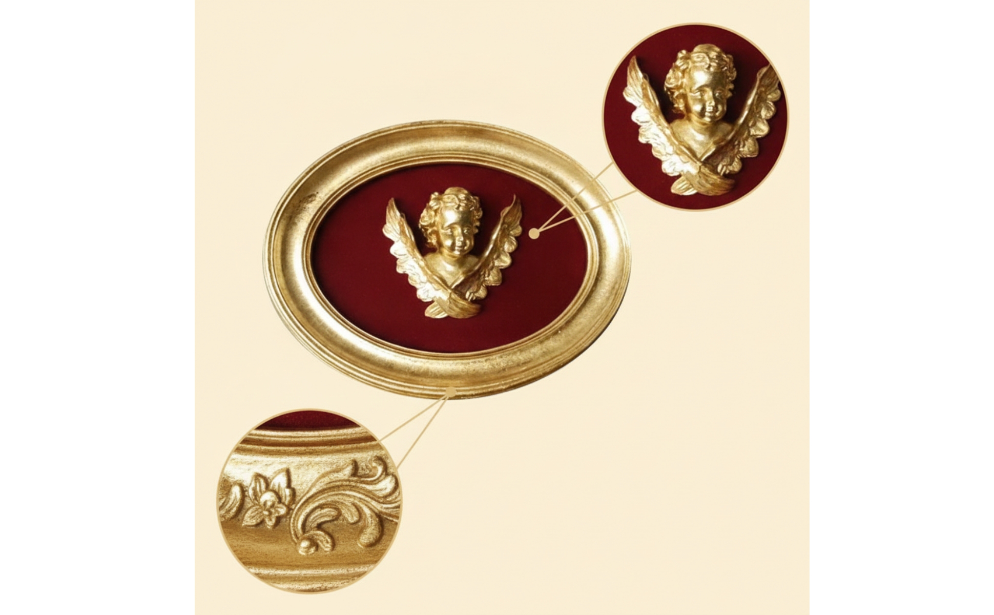 Oval Frame with Cherub Gold Toned Oval Picture Frame Ornate for Living Room