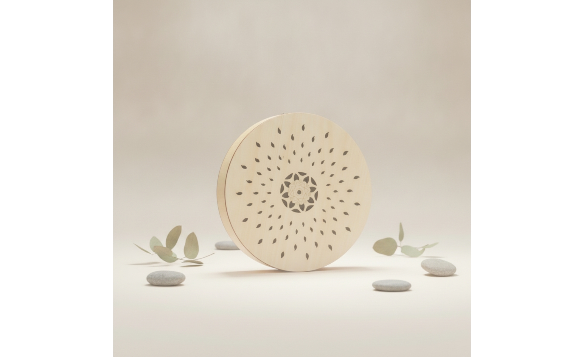 Slit Drum Drum Wooden Drum with Leaf Patterns Cut for Mindful Movement Studio
