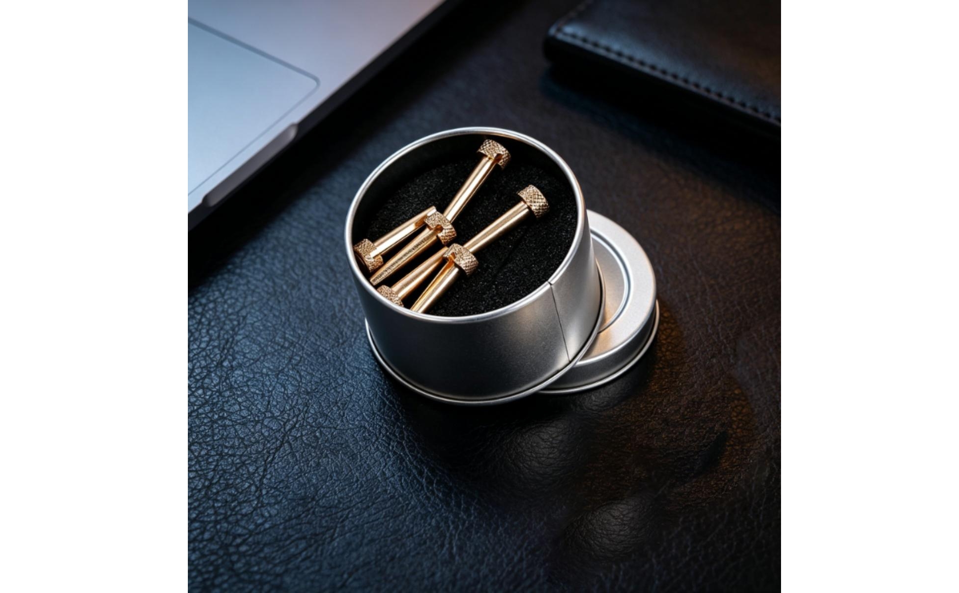 6 Pieces Bridge Pins with Storage Box Copper-Colored Acoustic Guitar Bridge Pins