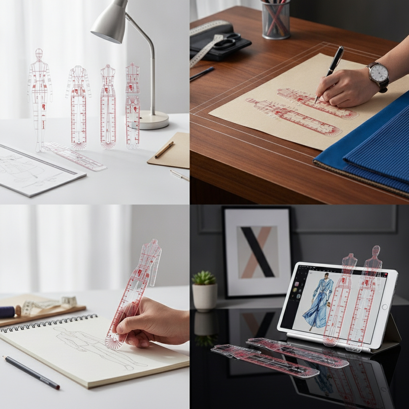 4 Stück Modedesign-Schablone Transparent Lineal Dünn für Modegestalter - Produktbild 4