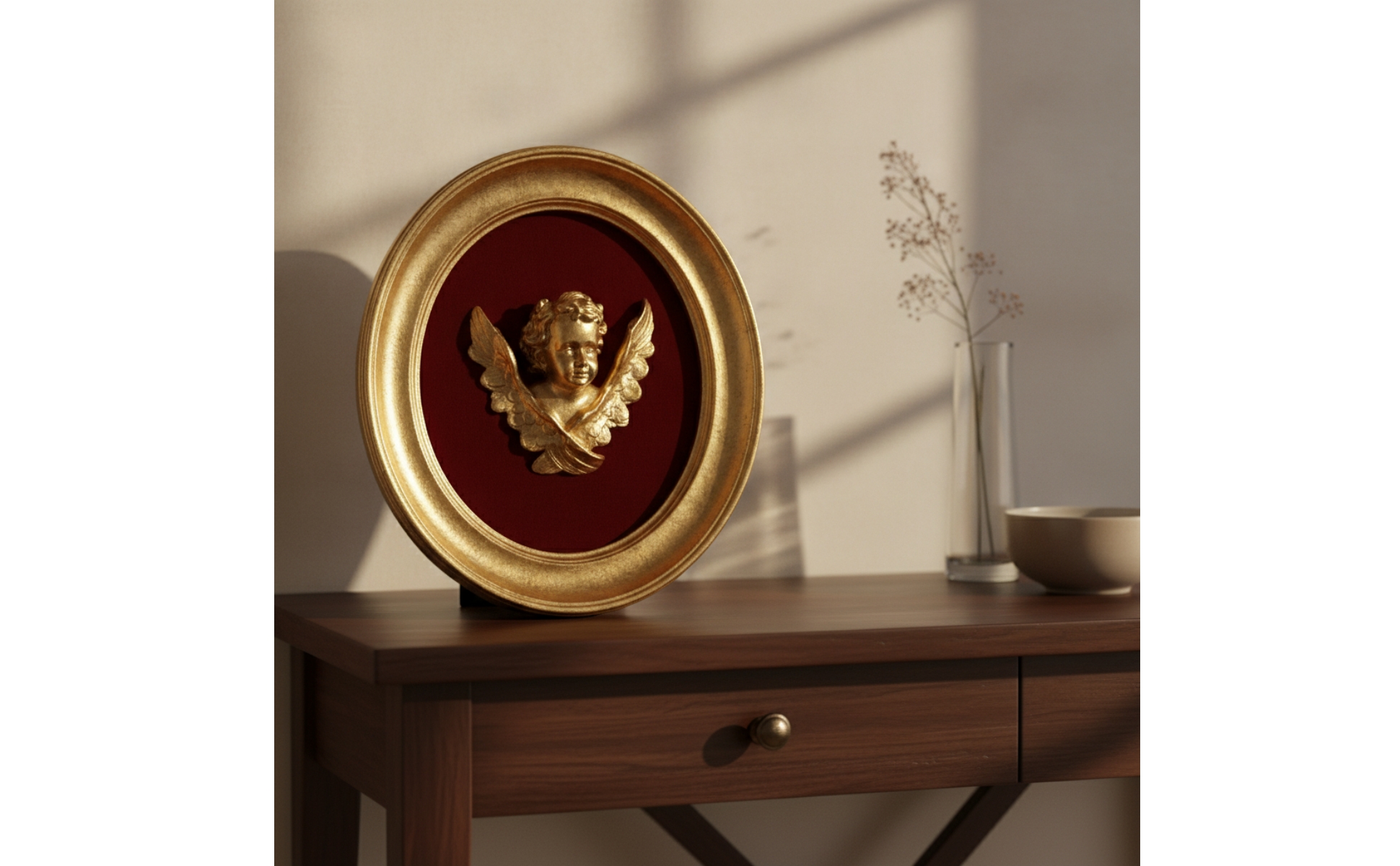 Oval Frame with Cherub Gold Toned Oval Picture Frame Ornate for Living Room