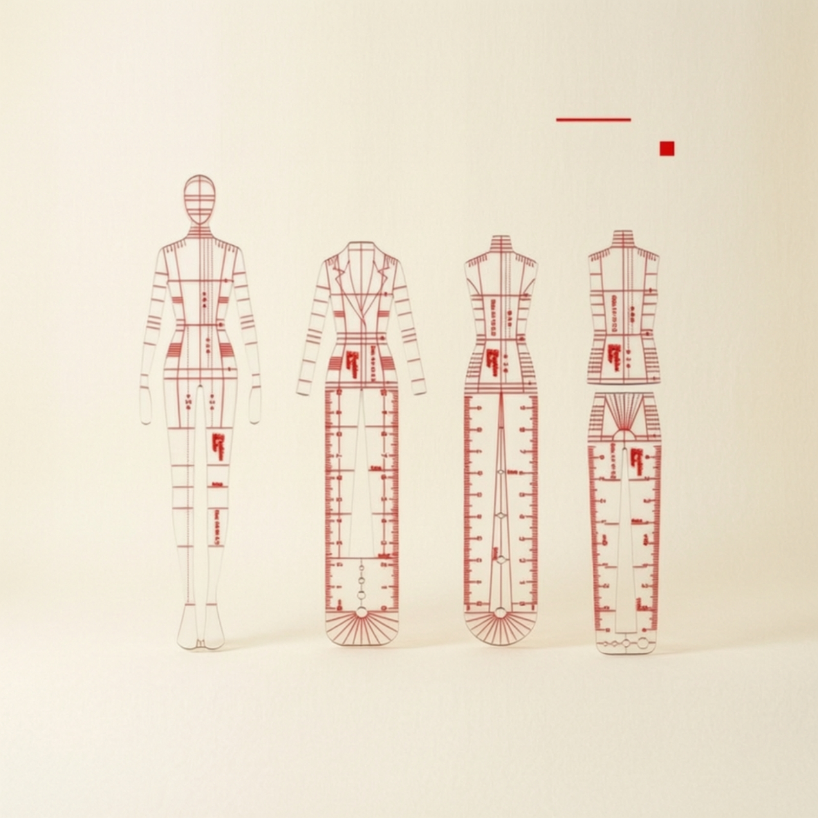 4 Stück Modedesign-Schablone Transparent Lineal Dünn für Modegestalter - Produktbild 5