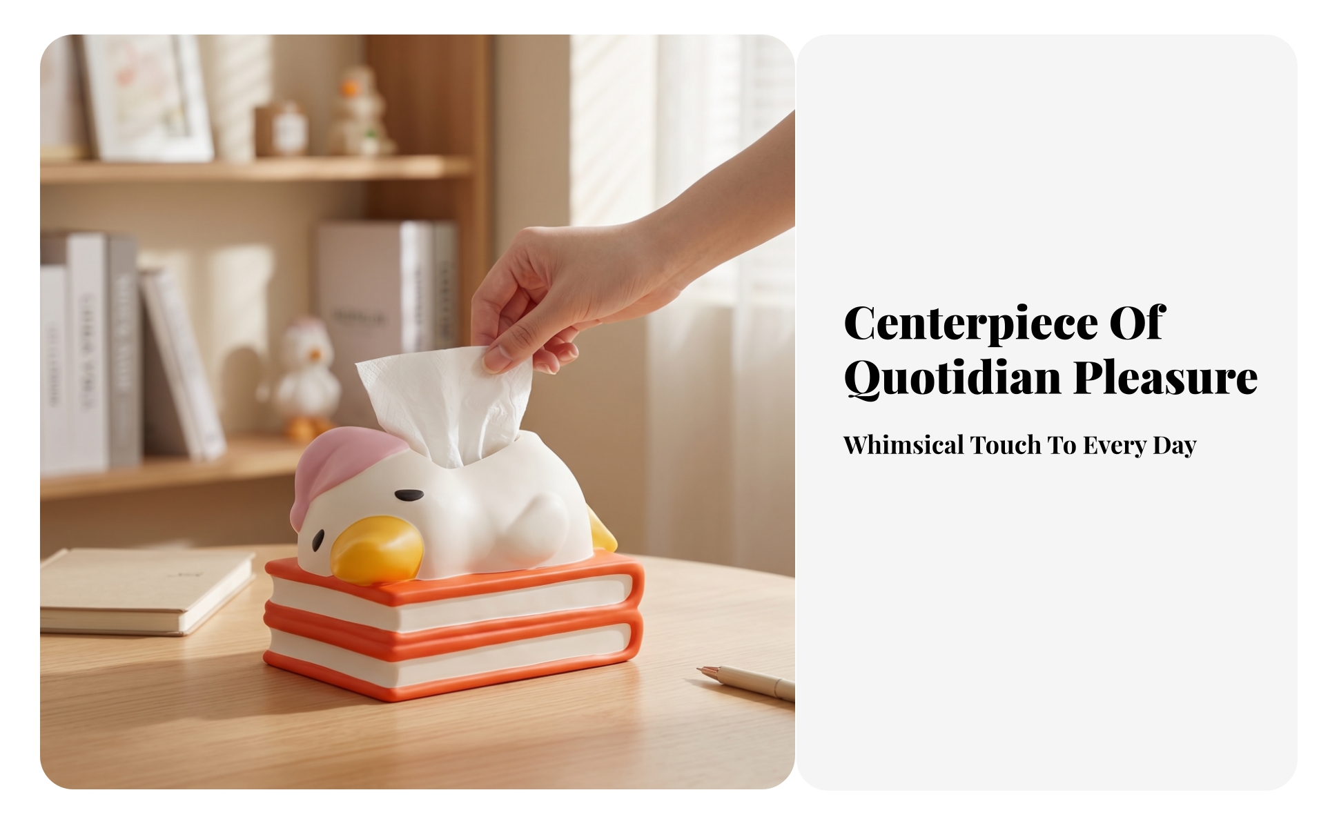 Duck Tissue Box Layered Base Duck-Shaped Tissue Holder Rounded Edges for Table