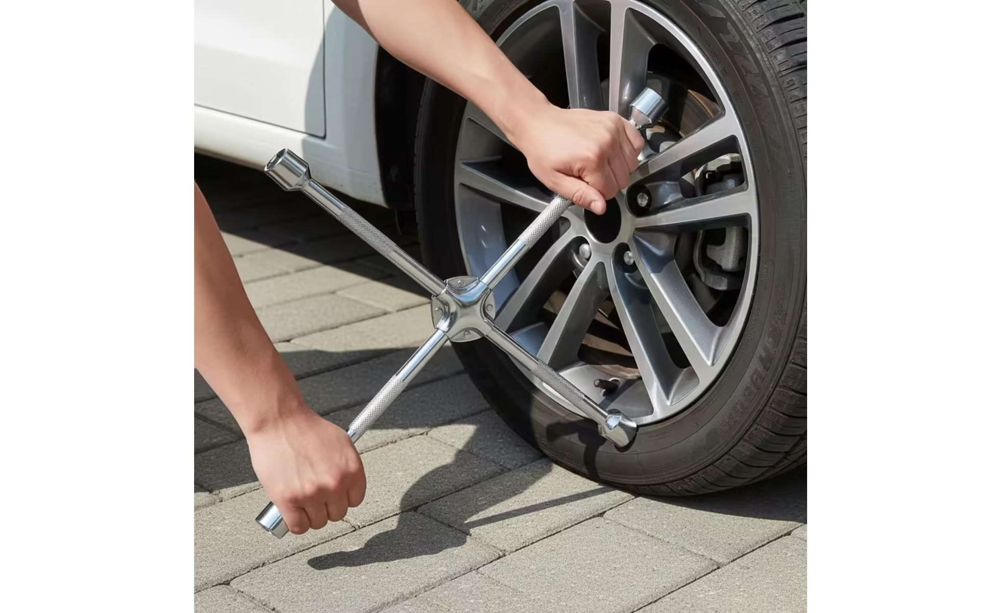 Cross-Shaped Socket Wrench with Clip Chrome-Plated for Motorists, Mechanics