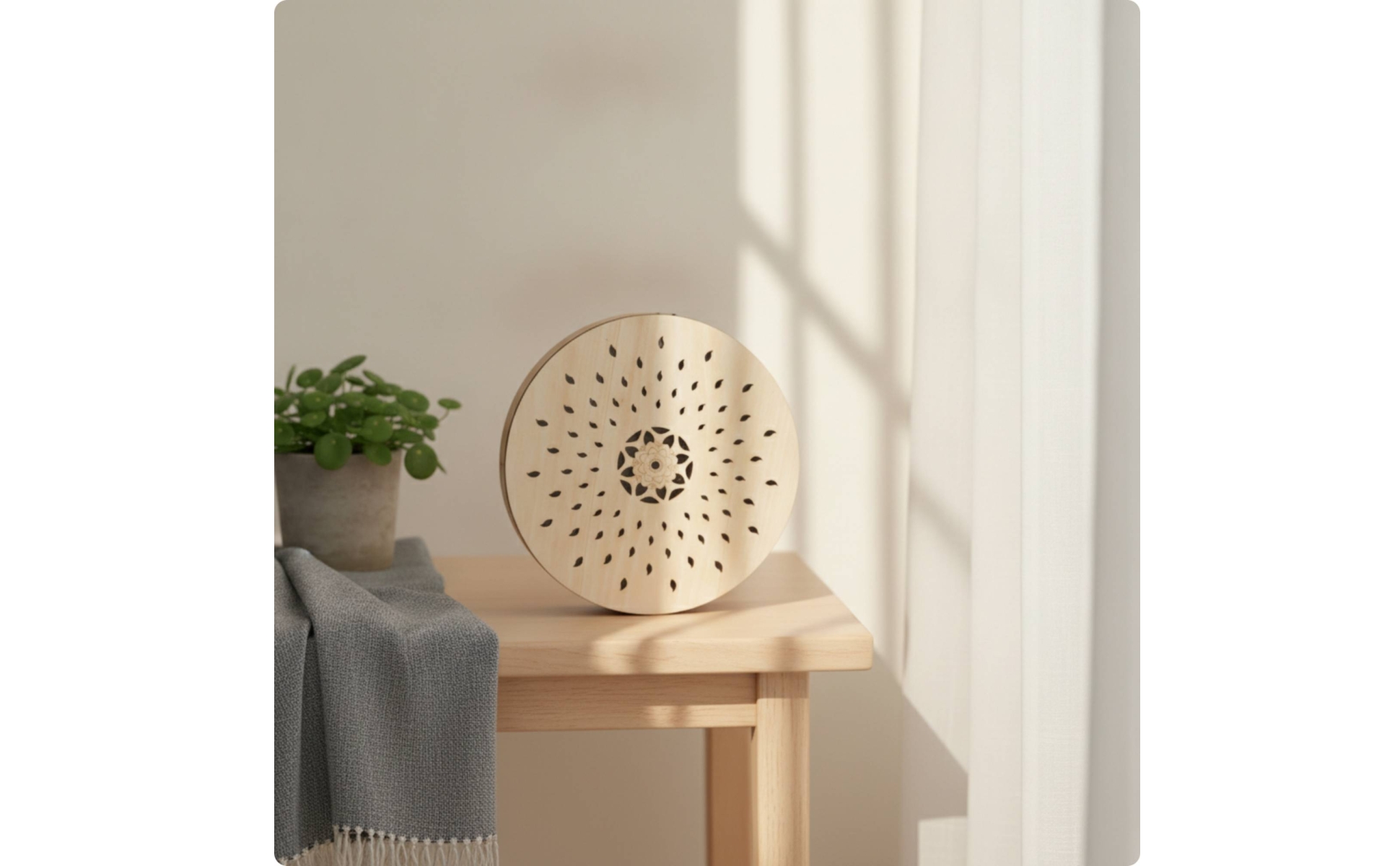Slit Drum Drum Wooden Drum with Leaf Patterns Cut for Mindful Movement Studio