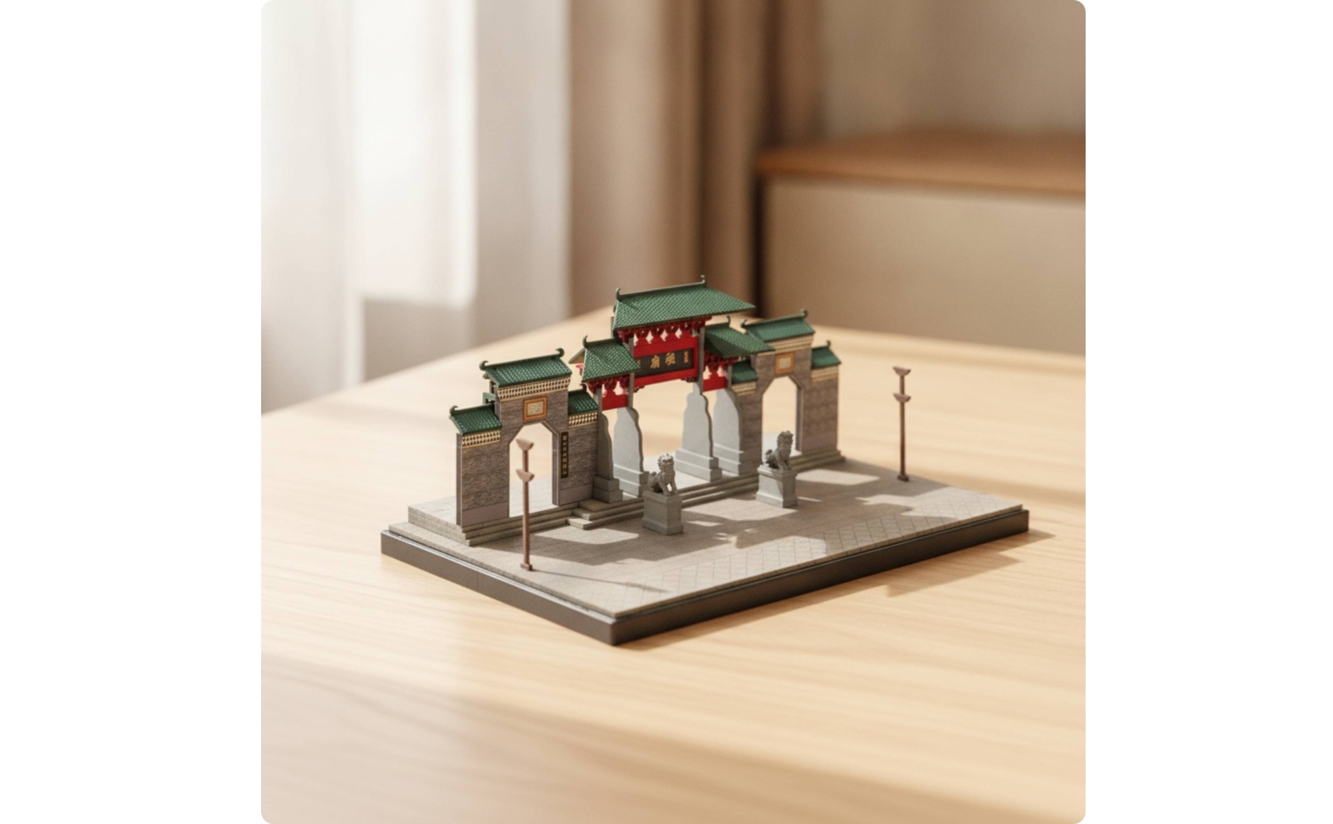 Miniature Temple Gate 1:64 Scale Temple Model Traditional Chinese for Collectors