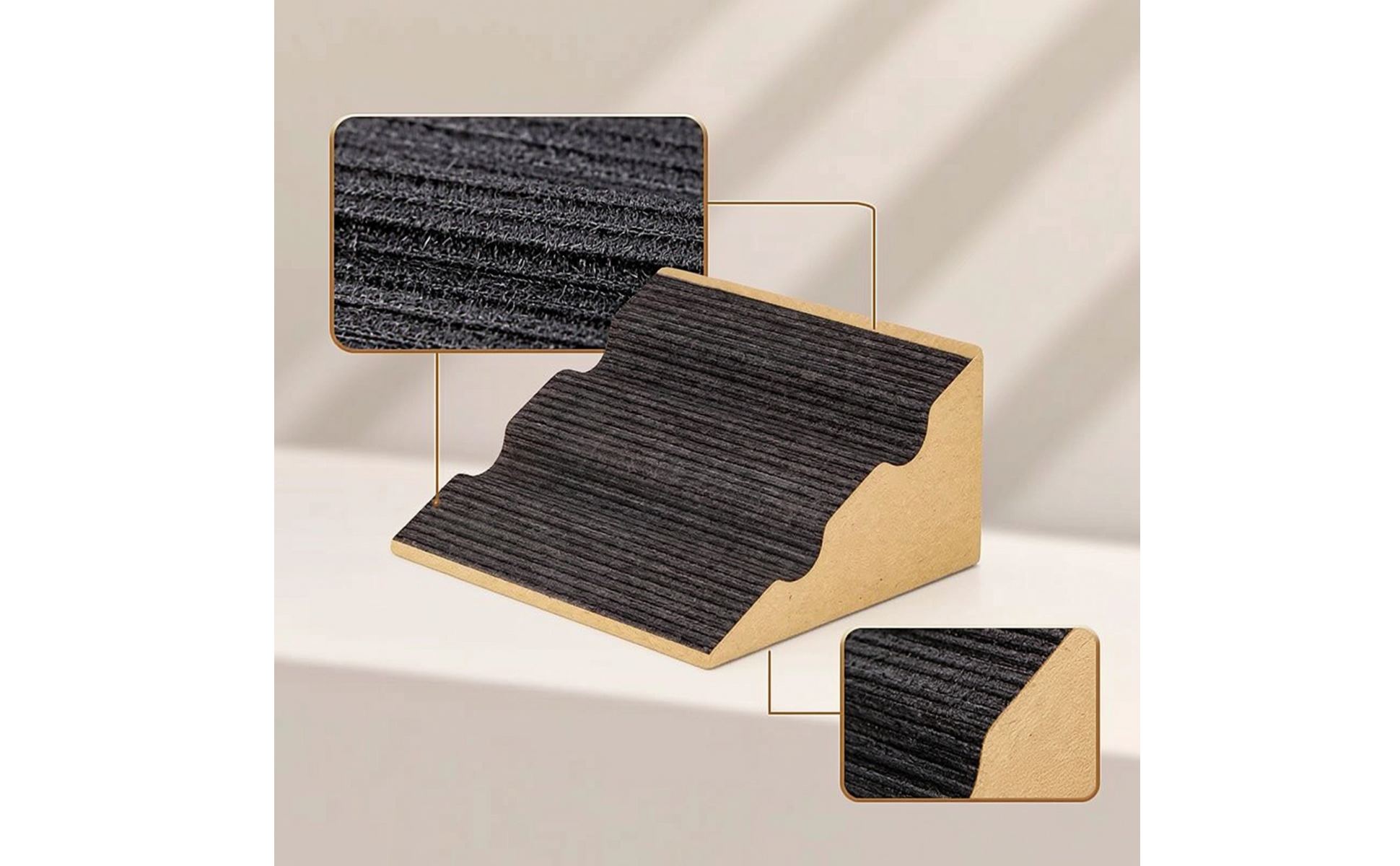 Cork Pet Ramp Anti-Slip Pet Ramp with Grooved Surface Soft for Sofa, Small Dogs