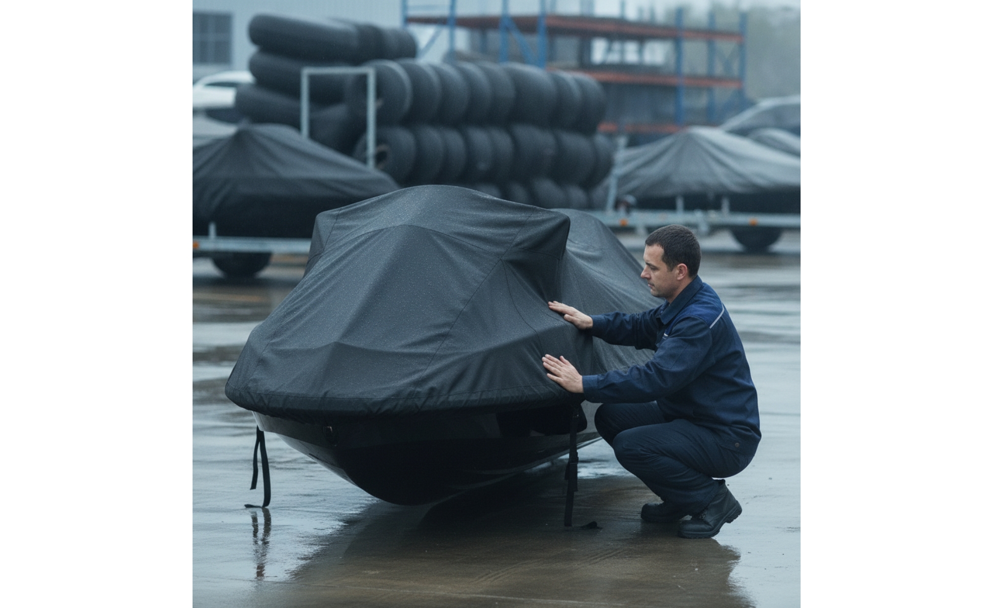 Motorboat Cover with Oxford Material Waterproof for Outdoor Storage, Boat Owners