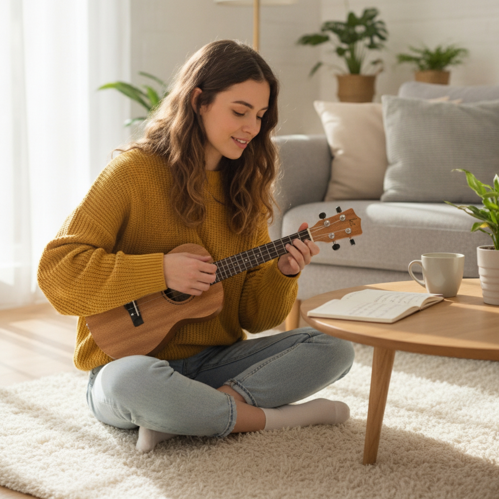 Sopran Ukulele leichtes Saiteninstrument leicht zu spielen für Reisen, Erwachsene - Produktbild 5
