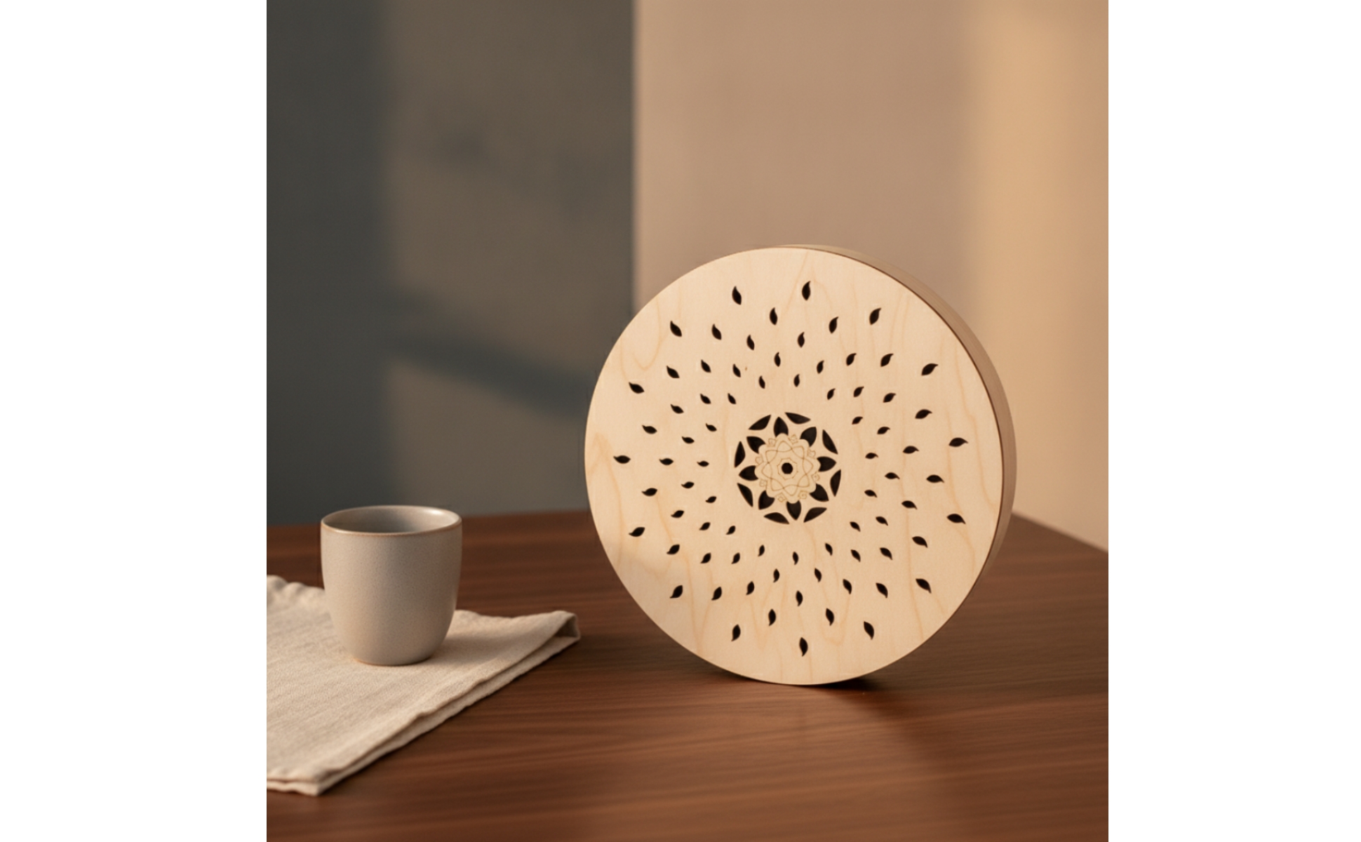 Slit Drum Drum Wooden Drum with Leaf Patterns Cut for Mindful Movement Studio