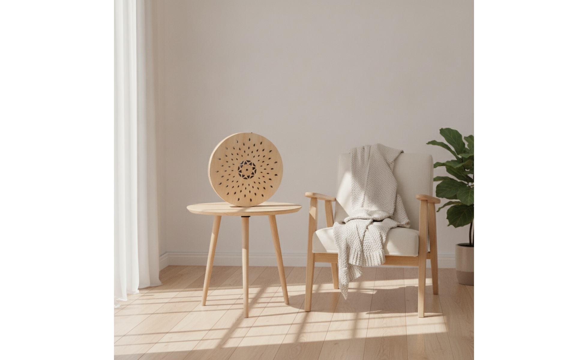 Slit Drum Drum Wooden Drum with Leaf Patterns Cut for Mindful Movement Studio