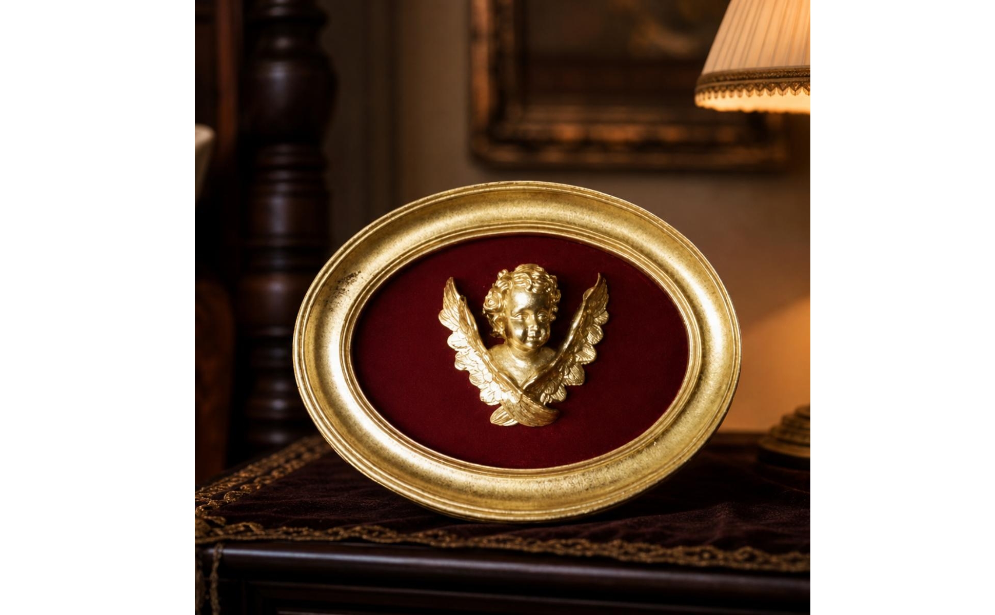 Oval Frame with Cherub Gold Toned Oval Picture Frame Ornate for Living Room