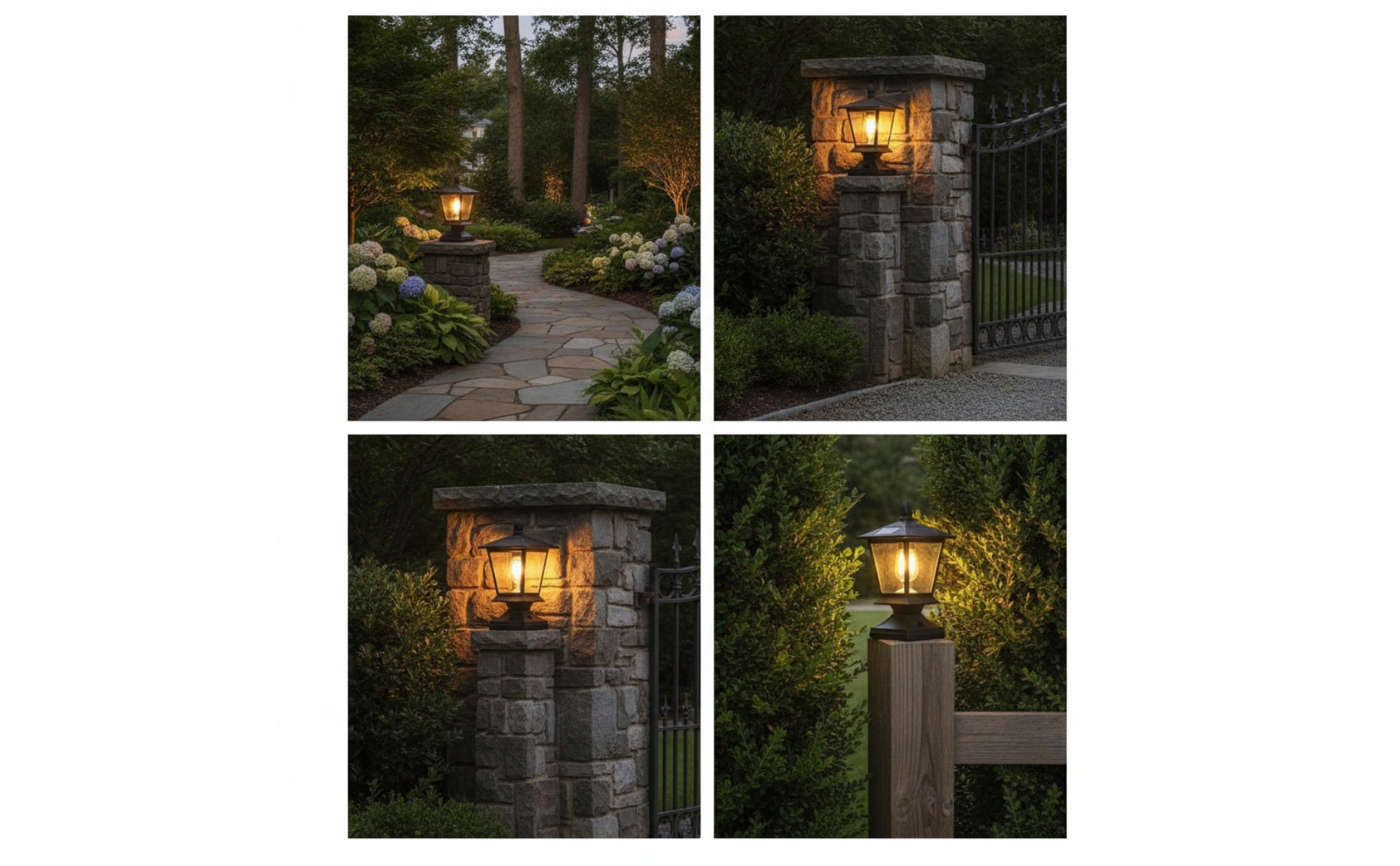 Outdoor Post Light Dusk to Dawn Post-Top Lantern Automatic for Garden, Courtyard