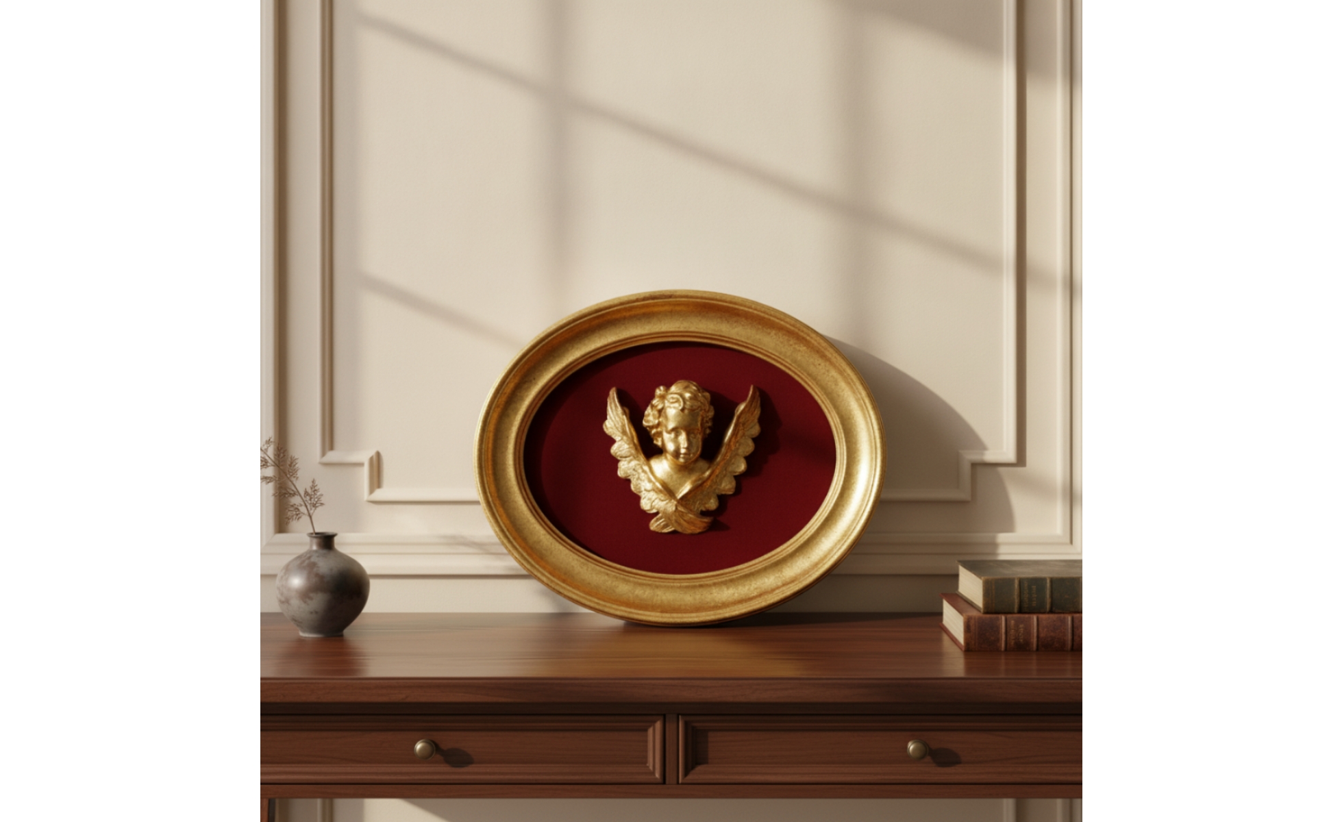 Oval Frame with Cherub Gold Toned Oval Picture Frame Ornate for Living Room