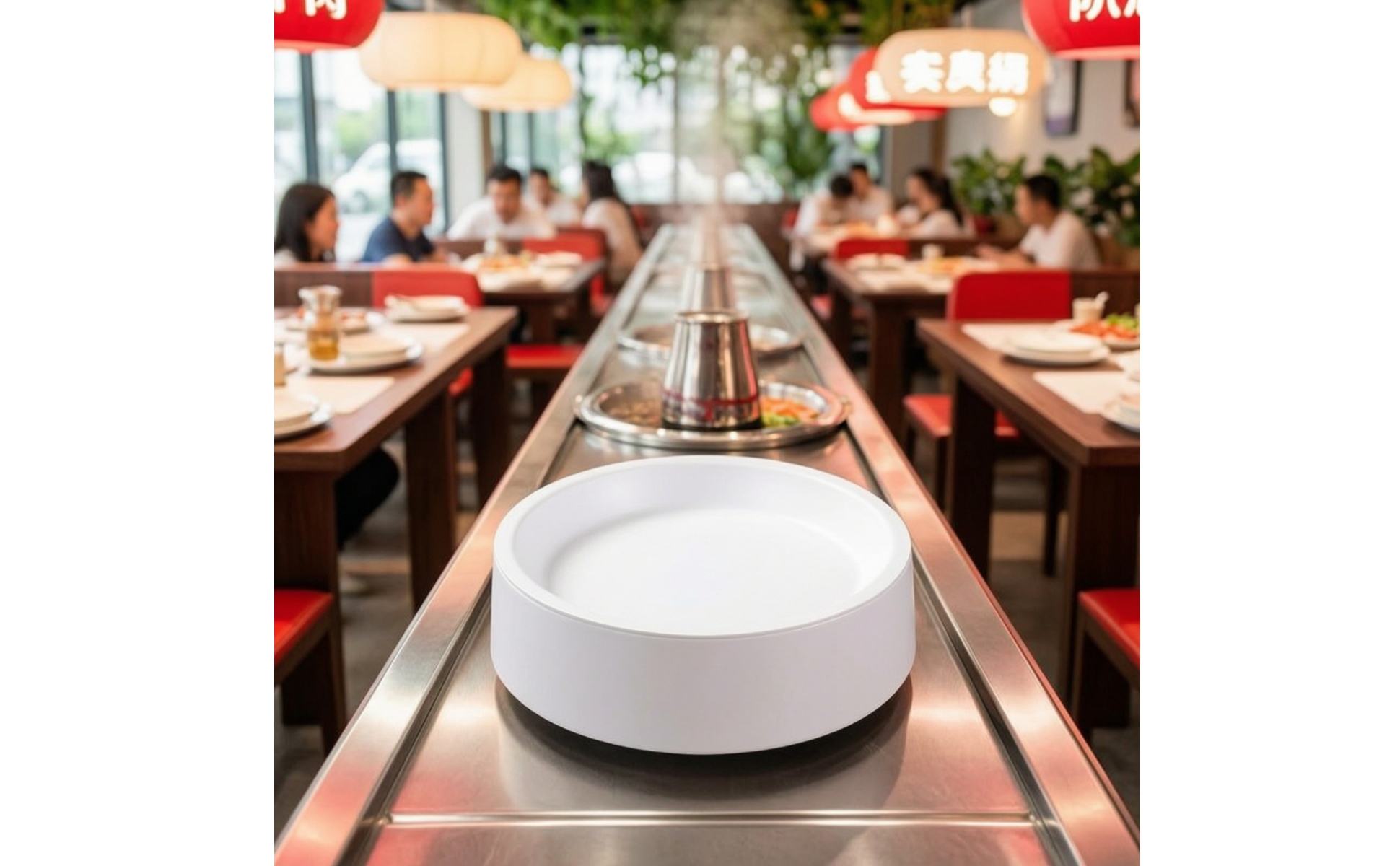 Serving Plate with Rotating Base Melamine for Hot Pot, Home Dining, Restaurants