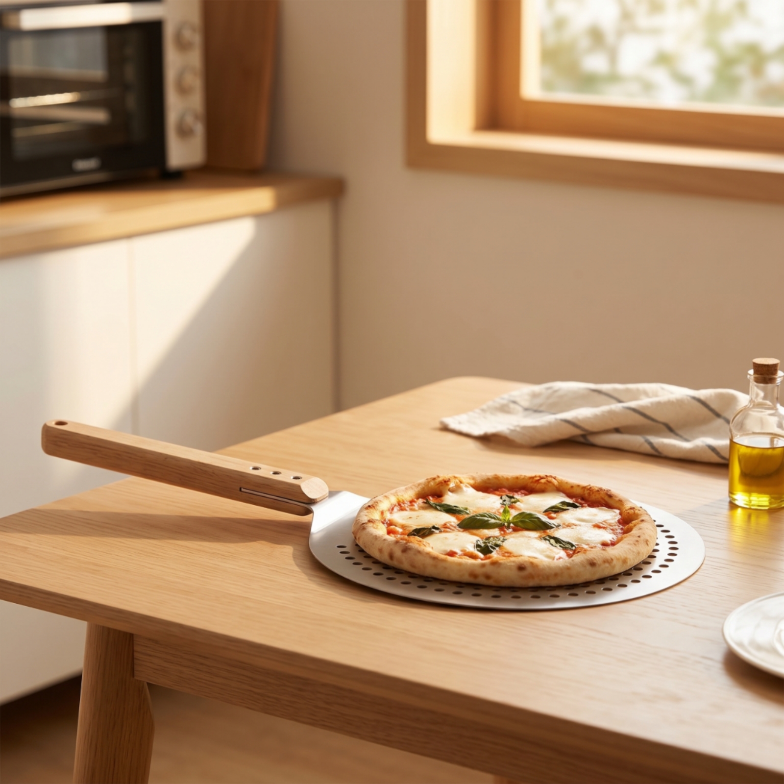 Perforierter Pizzaschieber perforiert Pizzaschieber mit Holzgriff leicht - Produktbild 3