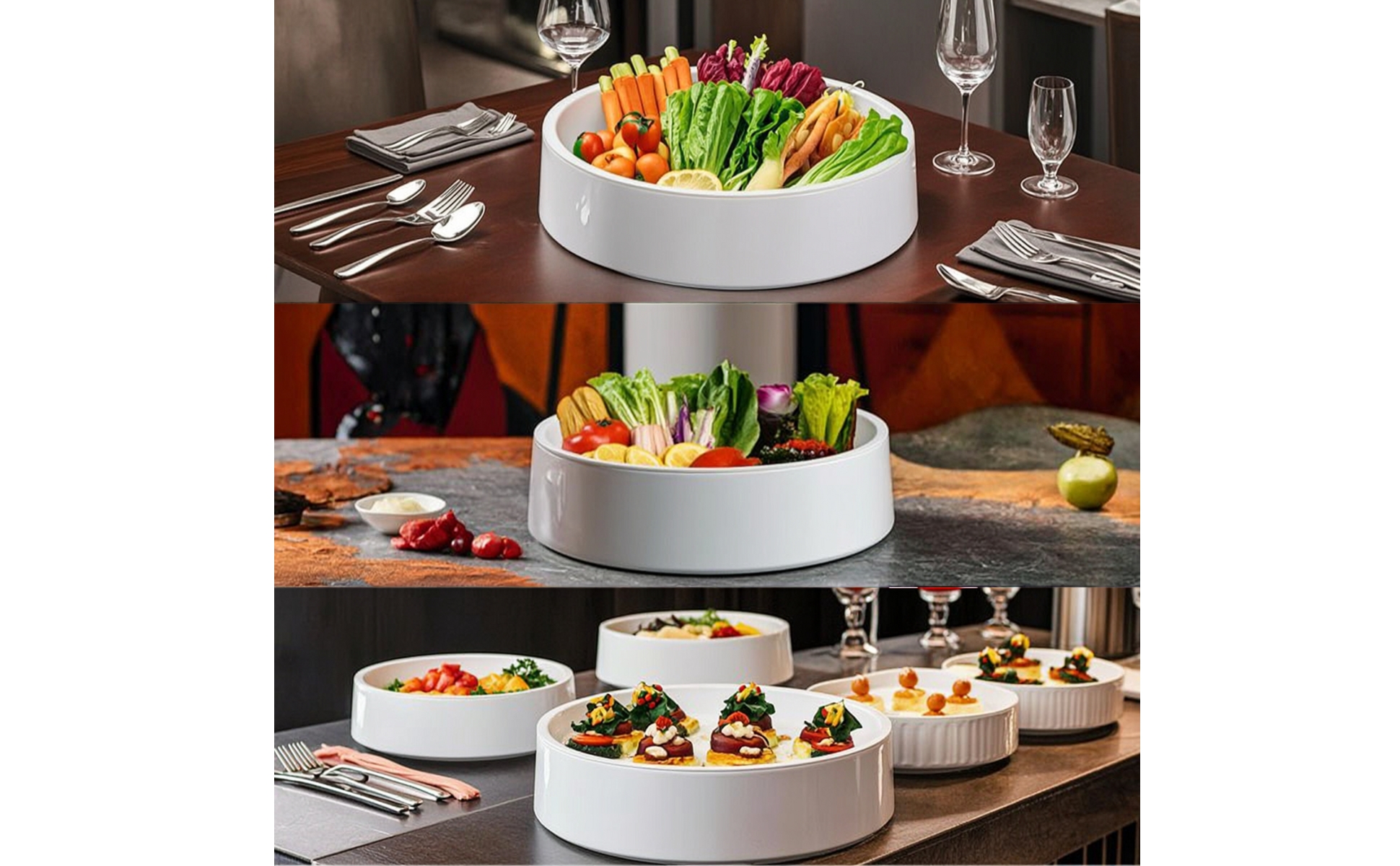 Serving Plate with Rotating Base Melamine for Hot Pot, Home Dining, Restaurants