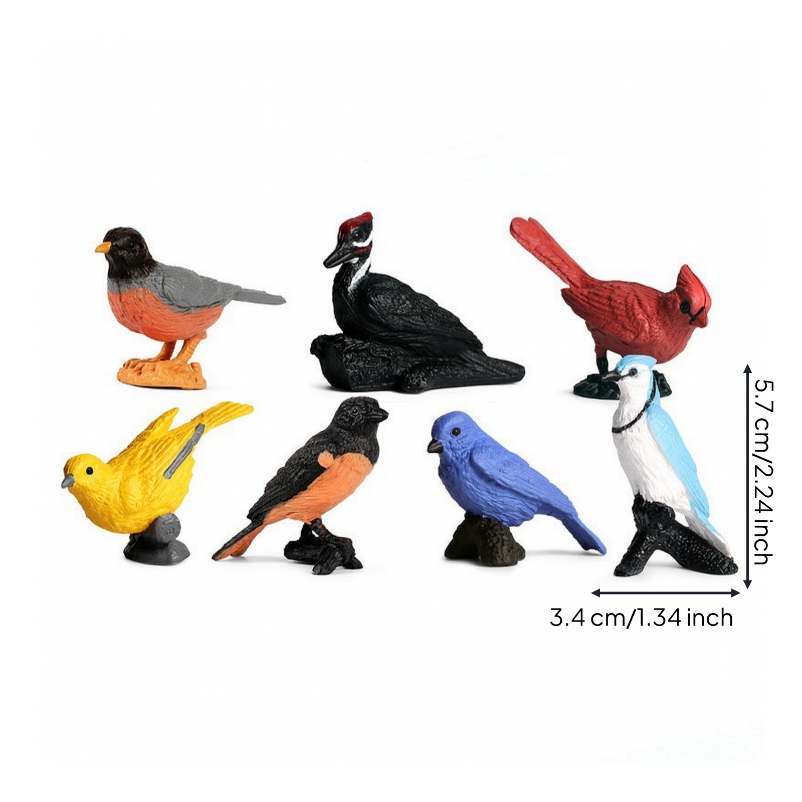7 Pieces Bird Figurines with Standing Bases Textured Miniature Birds Tiny
