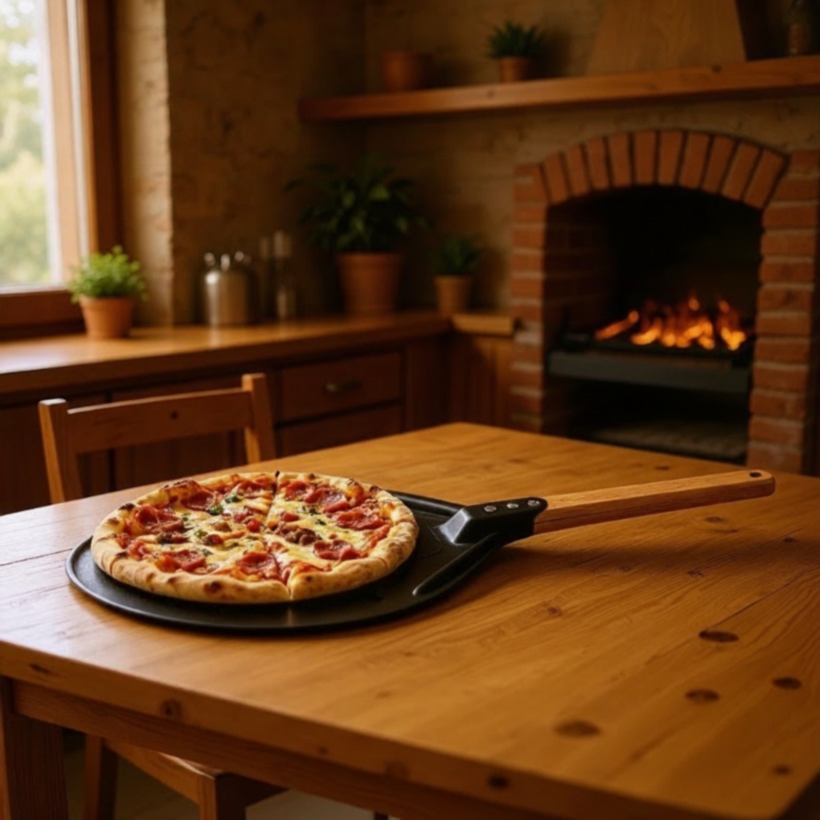 Perforierter Pizzaschieber perforiert Pizzaschieber mit Holzgriff leicht - Produktbild 8