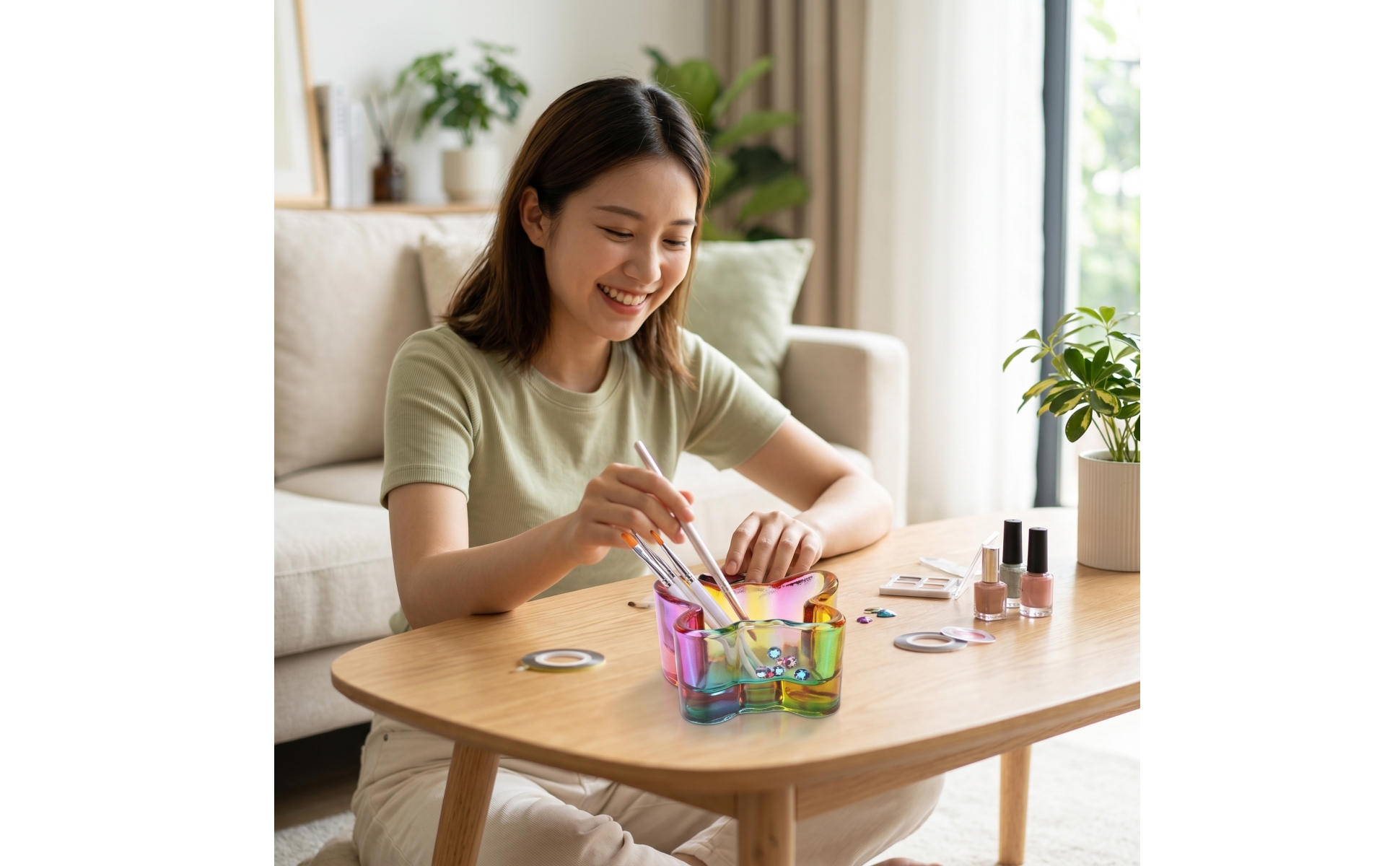 Nail Art Brush Washing Cup Transparent Nail Art Brush Cleaner Cup Thick-Walled