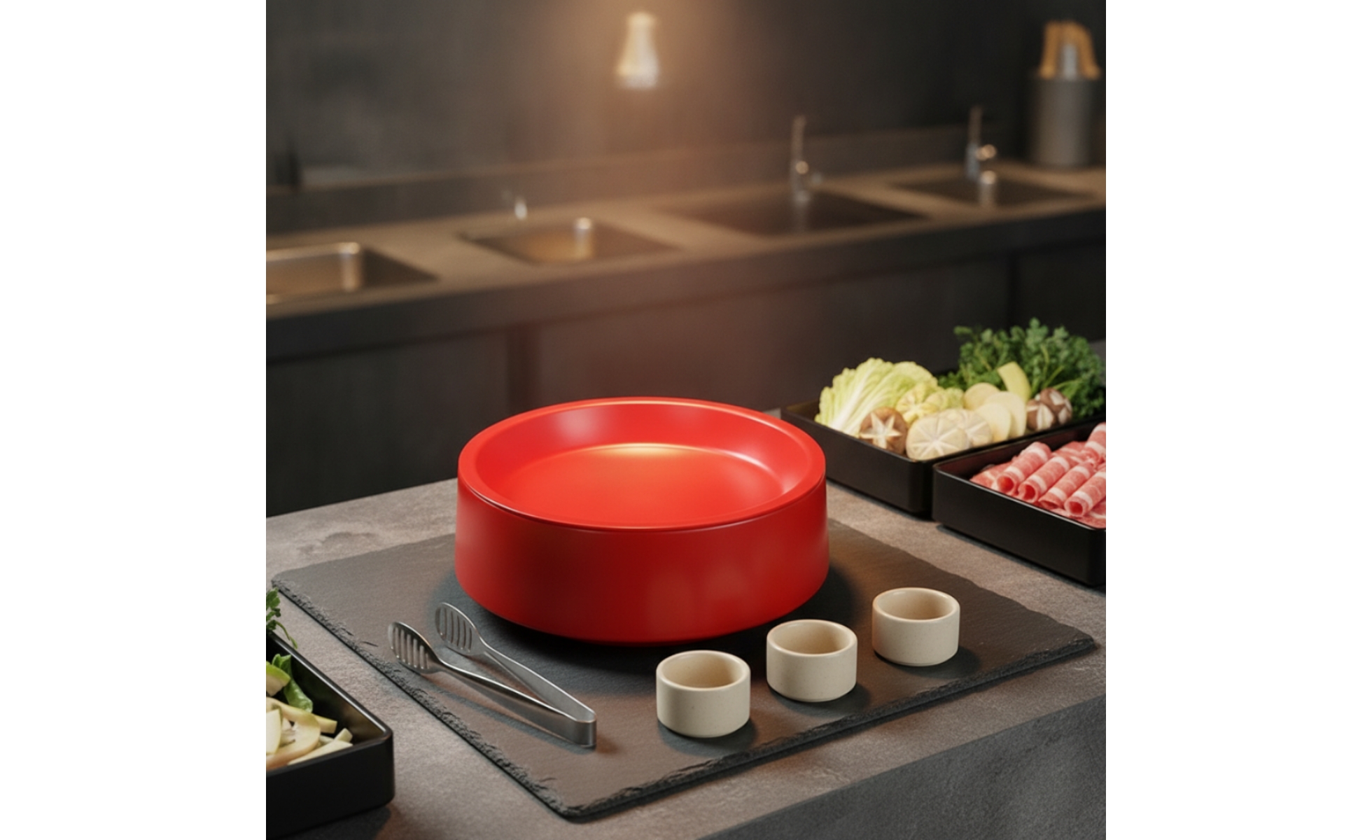 Serving Plate with Rotating Base Melamine for Hot Pot, Home Dining, Restaurants