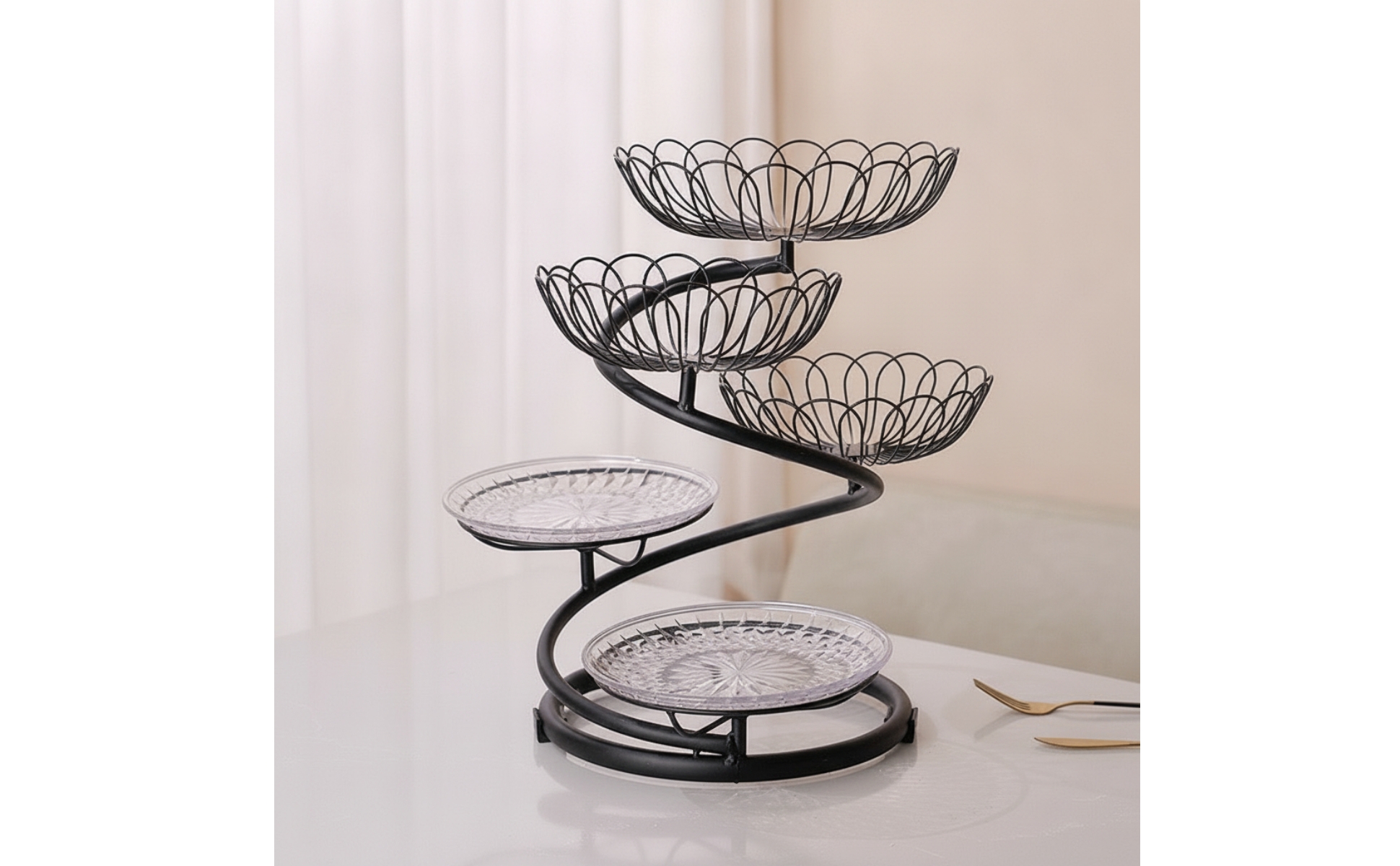 5-Tier Fruit Basket Stand Countertop for Dining Table, Tea Party, Hosts