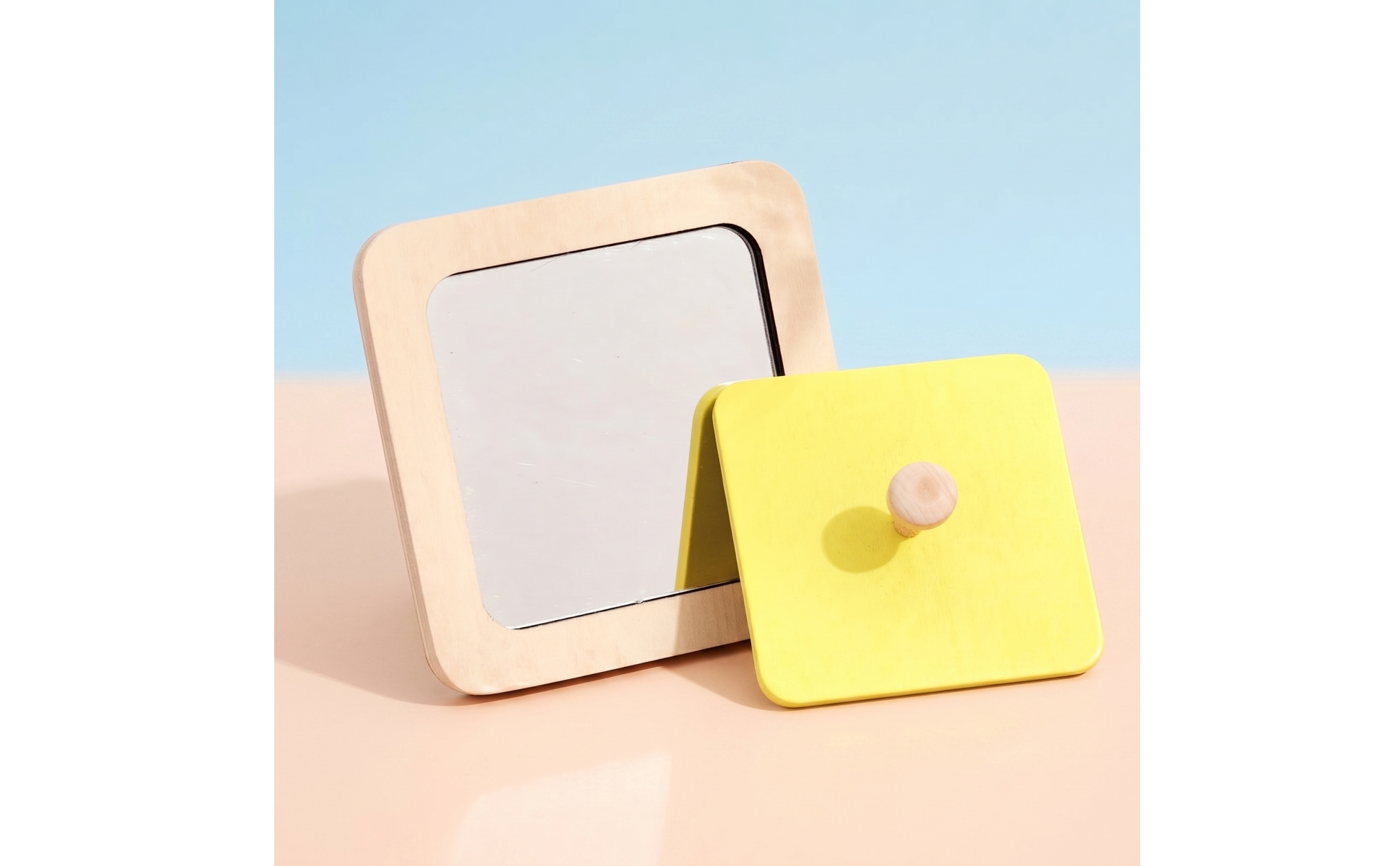Wooden Mirror with Knob Sensory Educational Mirror Toy Fine Motor for Homeschool