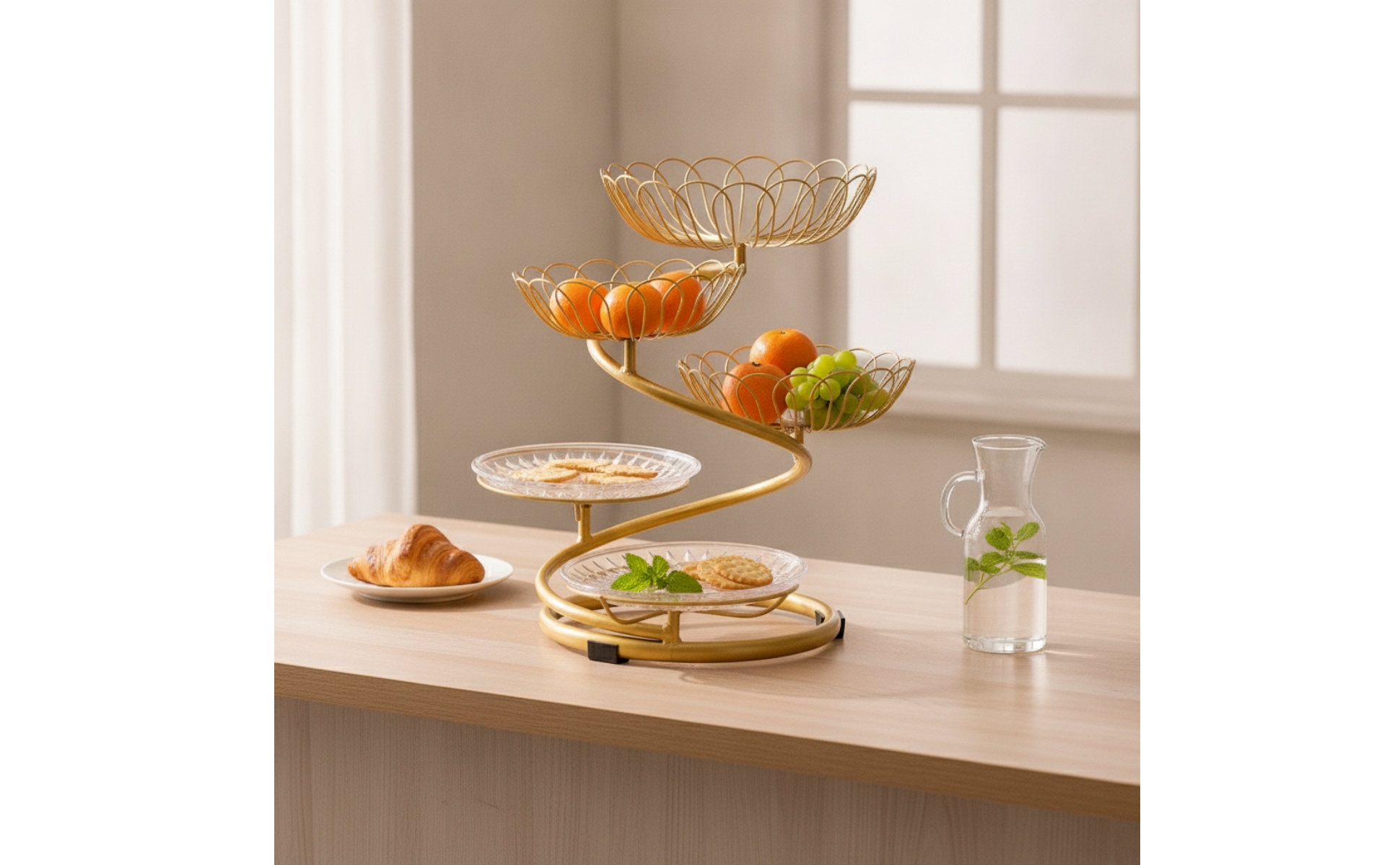 5-Tier Fruit Basket Stand Countertop for Dining Table, Tea Party, Hosts