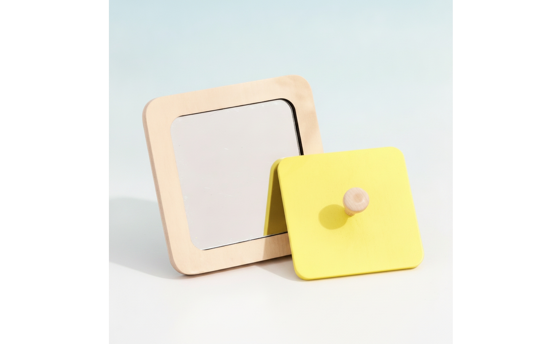 Wooden Mirror with Knob Sensory Educational Mirror Toy Fine Motor for Homeschool