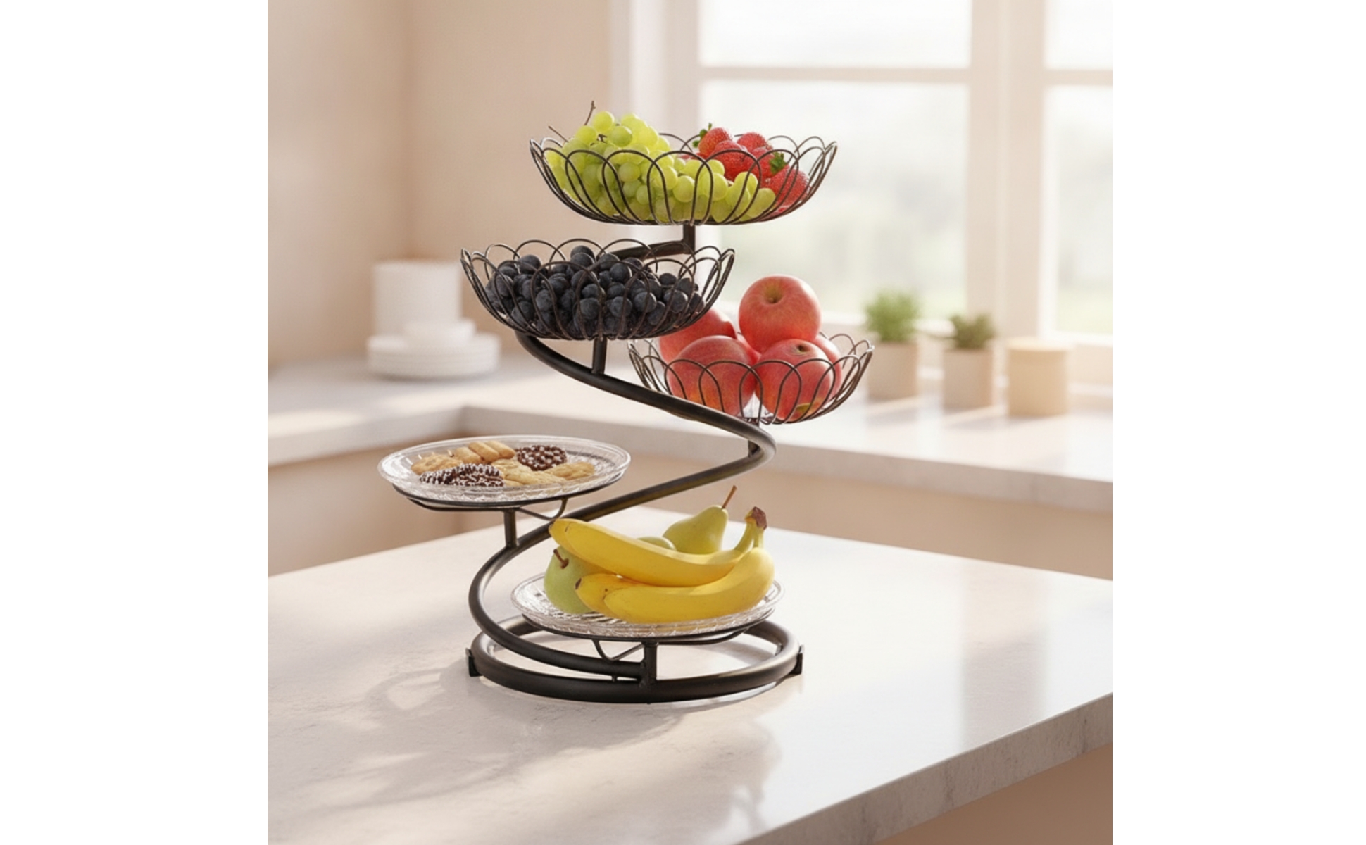 5-Tier Fruit Basket Stand Countertop for Dining Table, Tea Party, Hosts