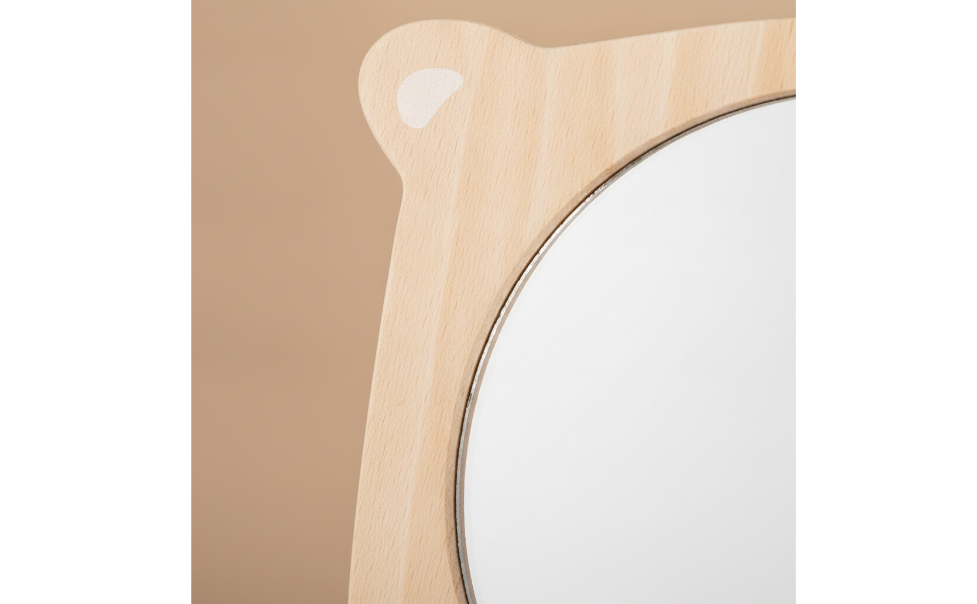 Bear Mirror with Loop Natural Wooden Handheld Mirror Smooth for Toddlers, Babies