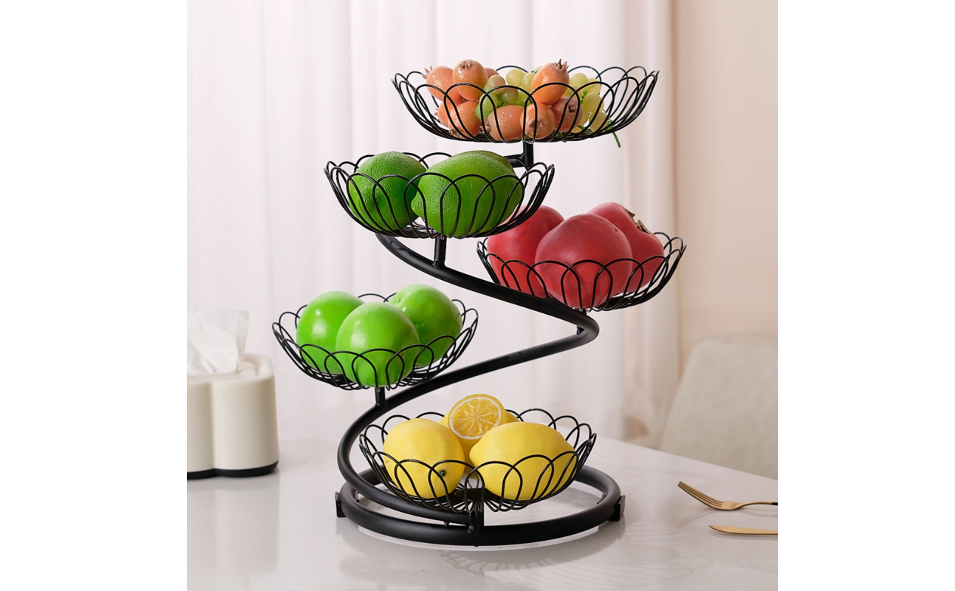5-Tier Fruit Basket Stand Countertop for Dining Table, Tea Party, Hosts