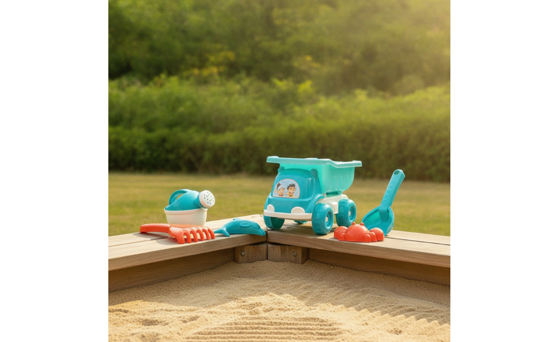 6 Pieces Sand Toy Set with Dump Truck Colorful Beach Dump Truck Set Bright