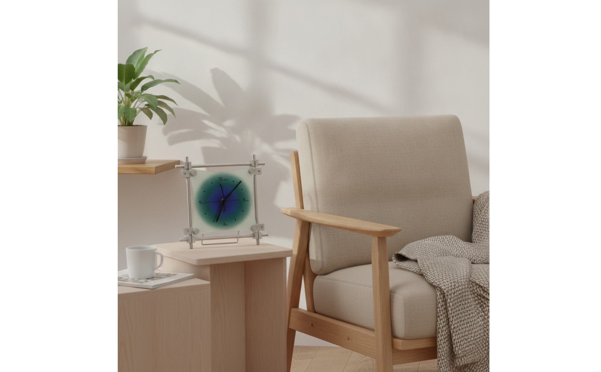 Analog Clock with Stand Modern Square Acrylic Clock Minimalist for Desk, Office